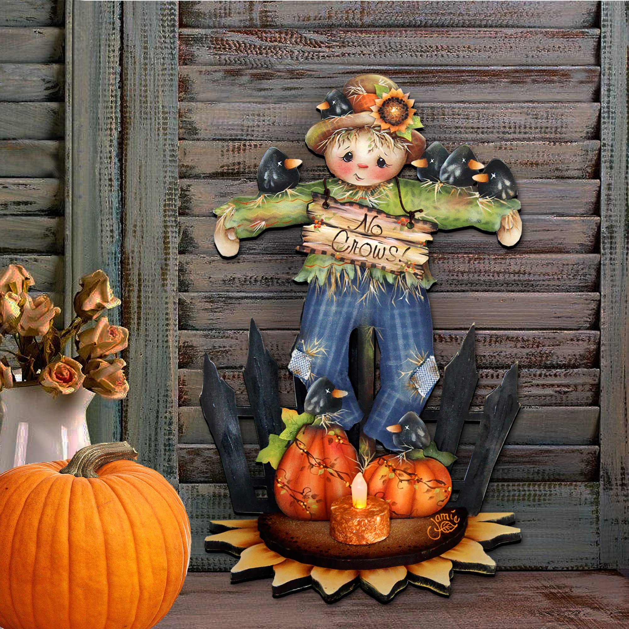 Indoor outdoor wooden scarecrow decoration Jamie Mills-Price