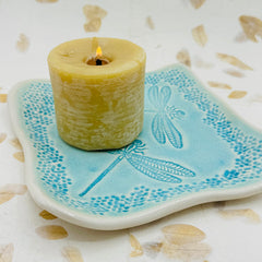 Handmade in USA JANECKA dragonfly tray ceramic decor