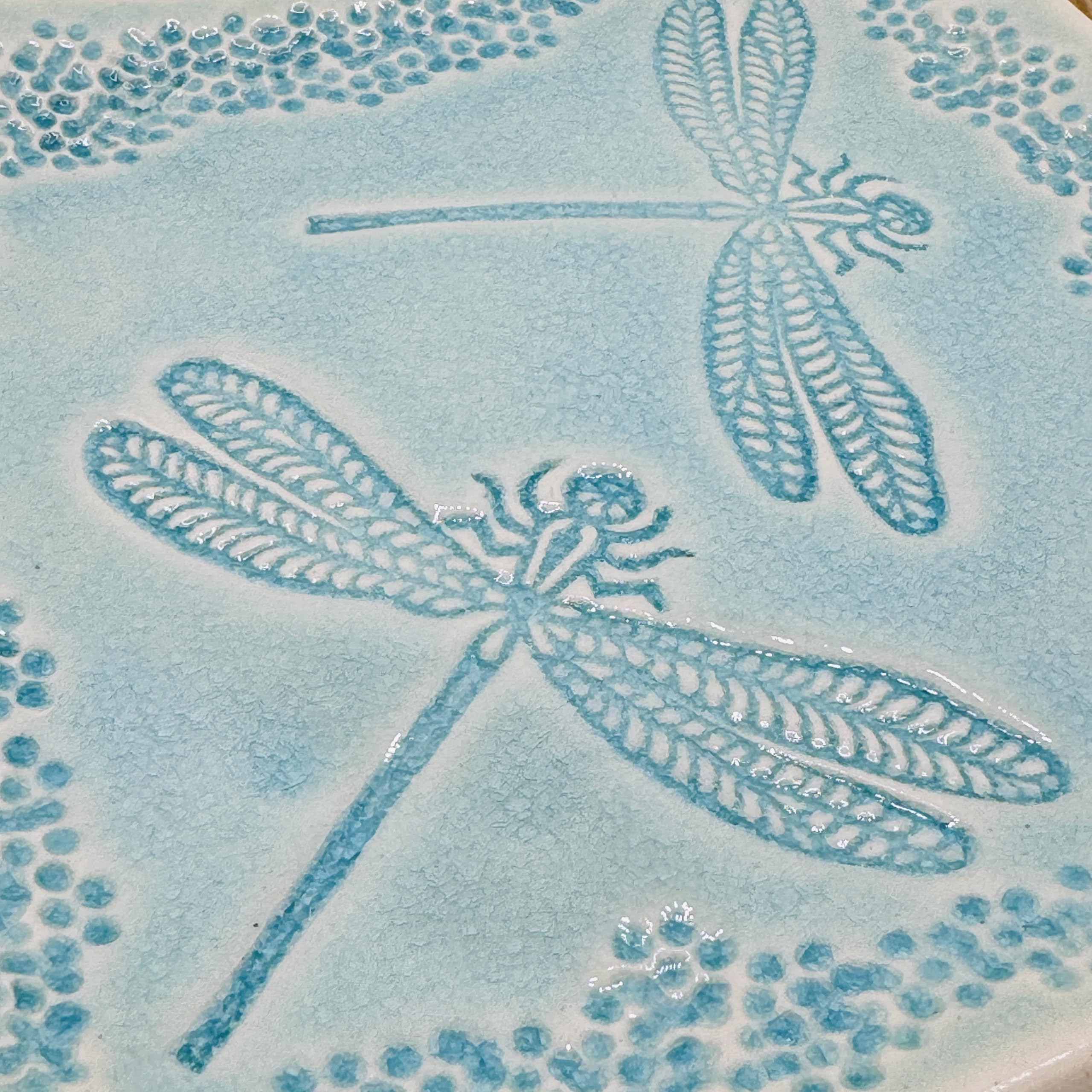 Home decor accent JANECKA dragonfly turquoise tray