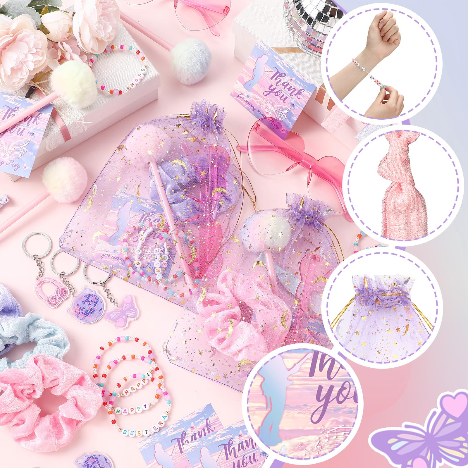 Era singer theme keychains pink purple blue colors