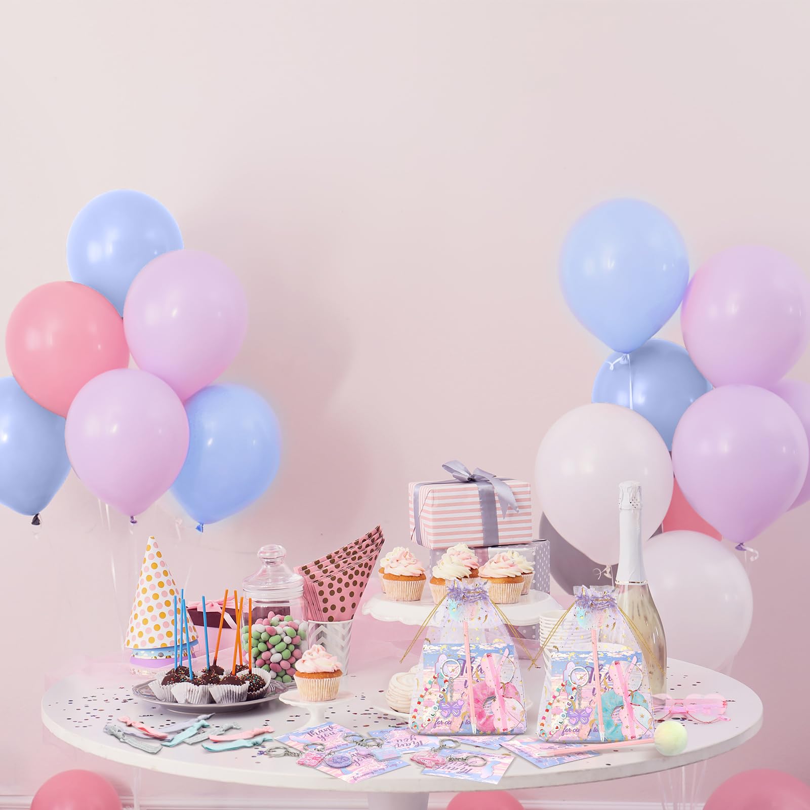Purple organza gift bags included in the set