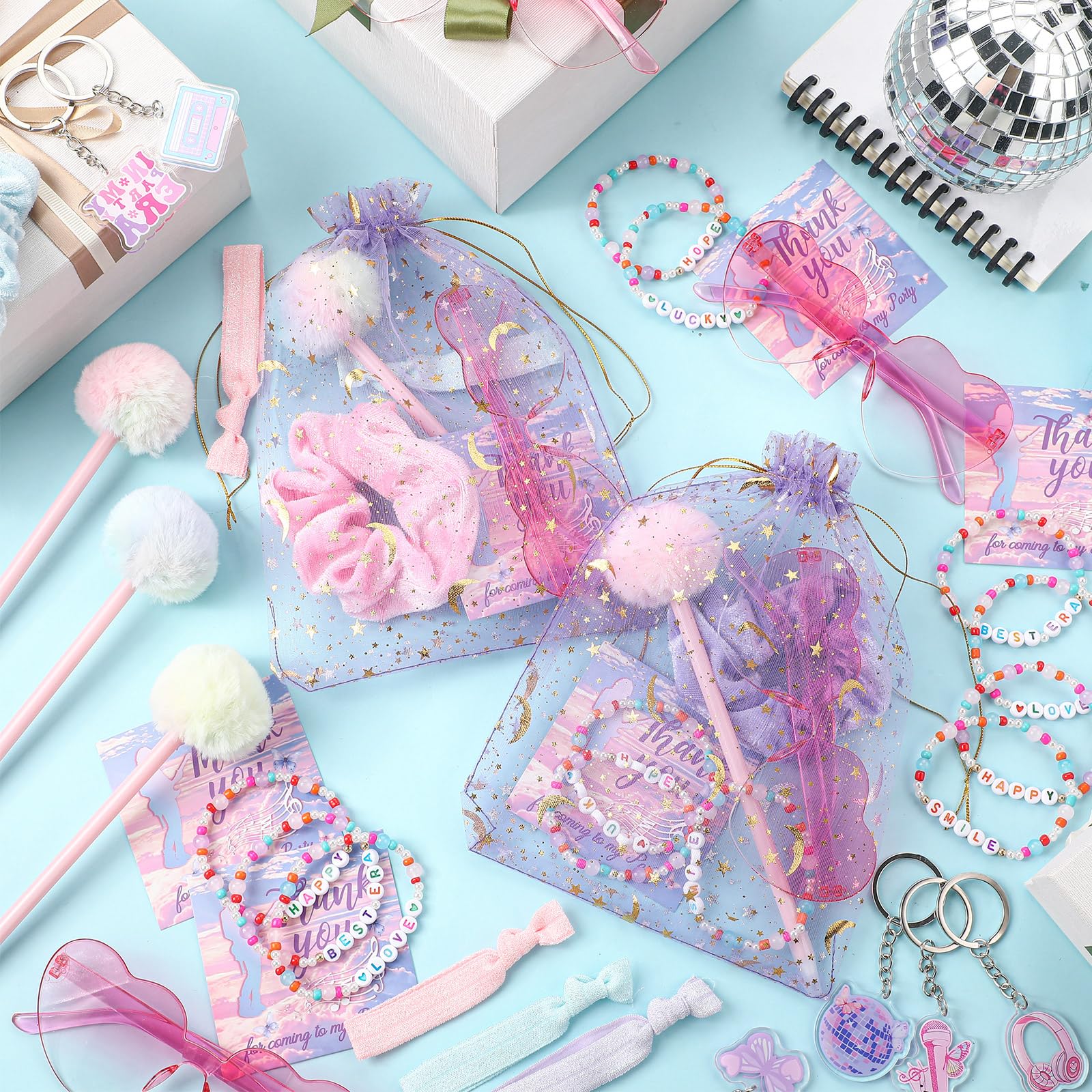 Glitter hair bands in pink purple blue from janinka set