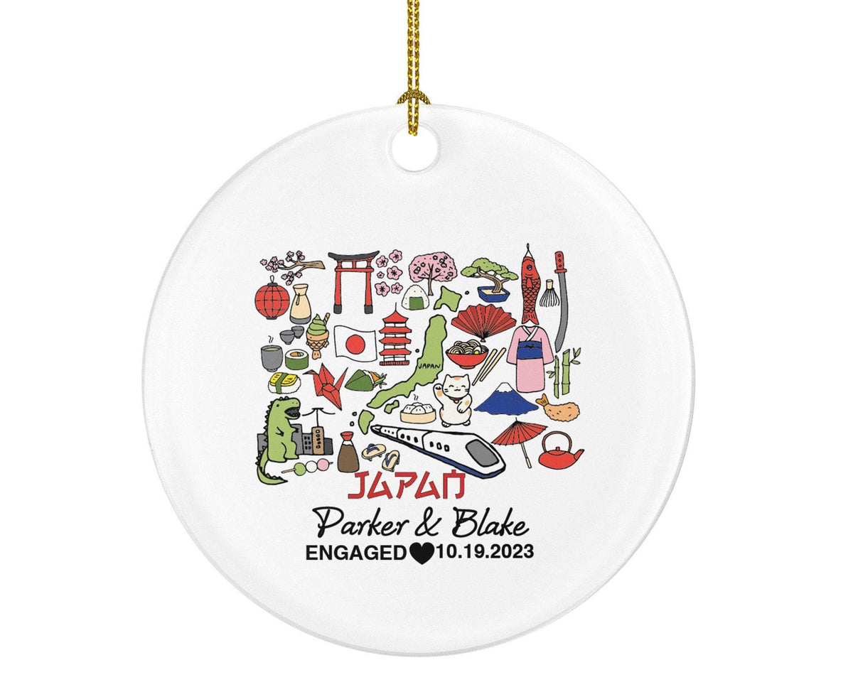 Japan Engaged Married Together for Couples Christmas Ornament front view