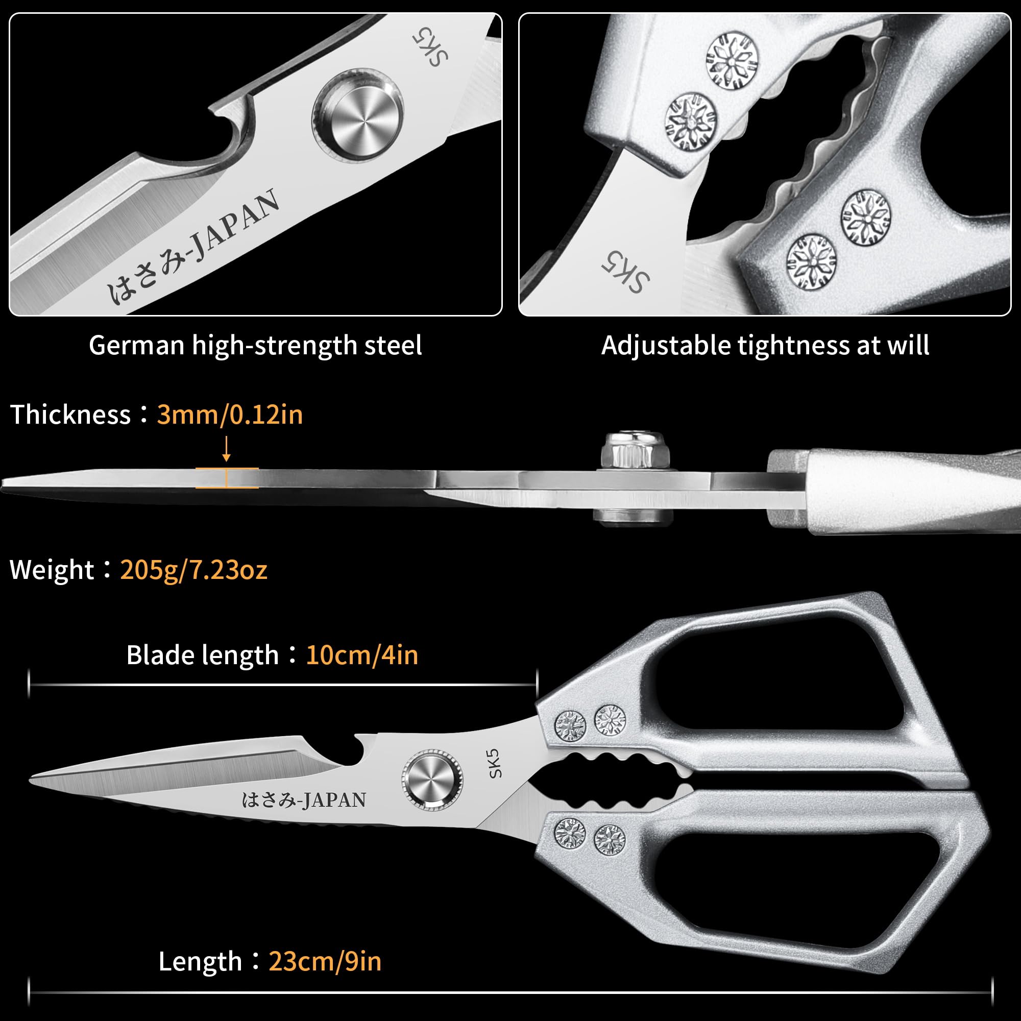 Poultry shears with ergonomic aluminum grip product image