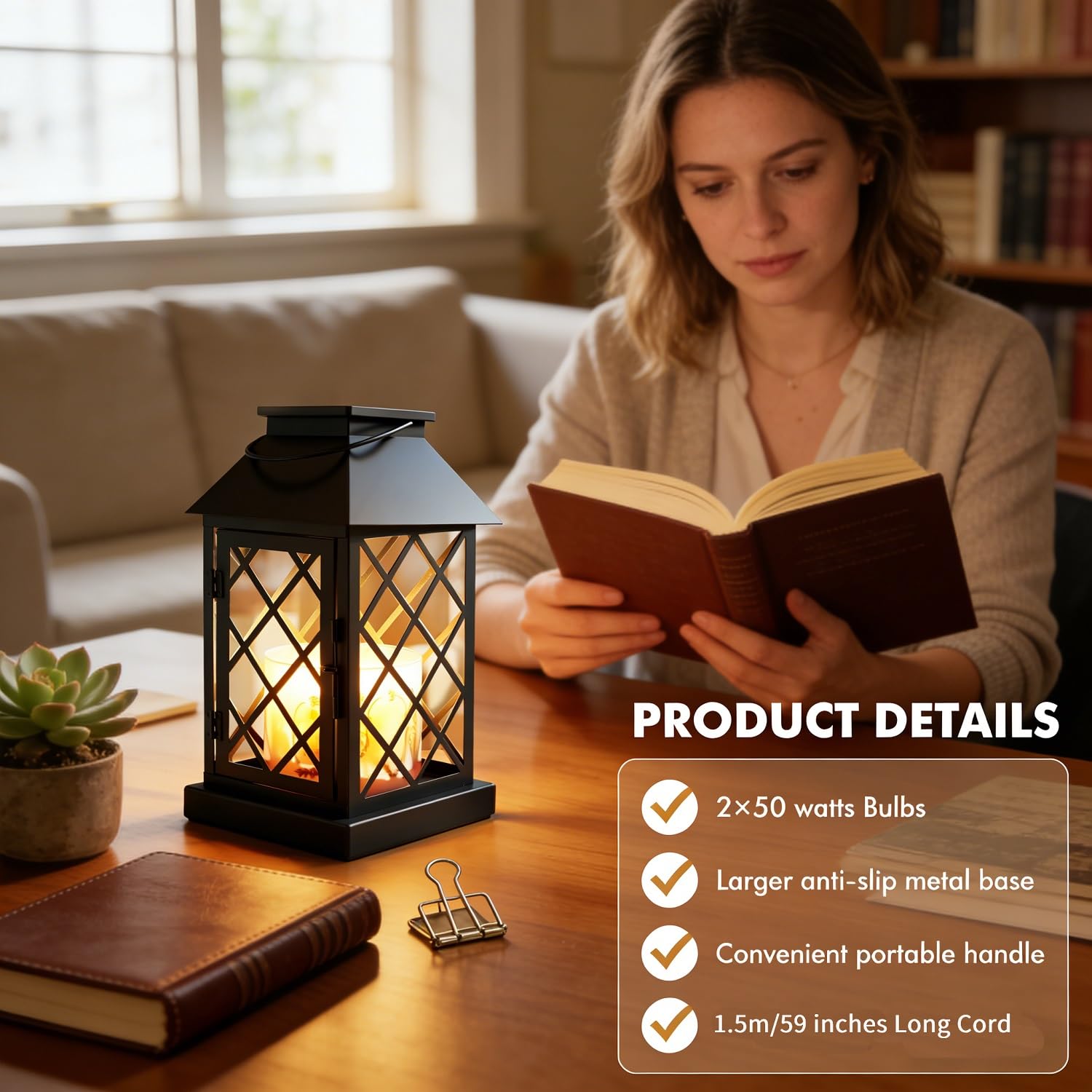 Vintage lattice pattern candle warmer lamp on a table