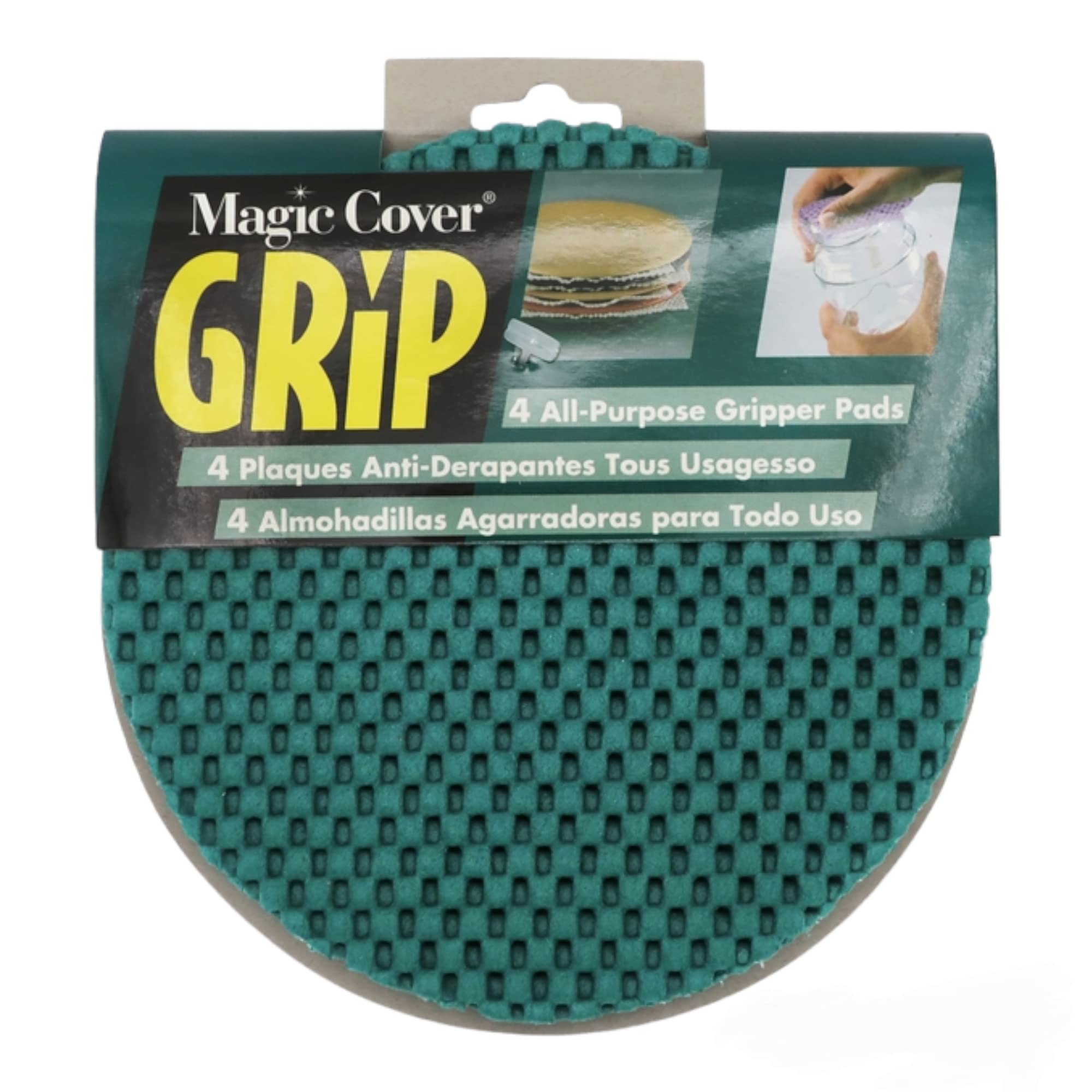 Green jar opener set with 4 pieces and rubber grip rounds