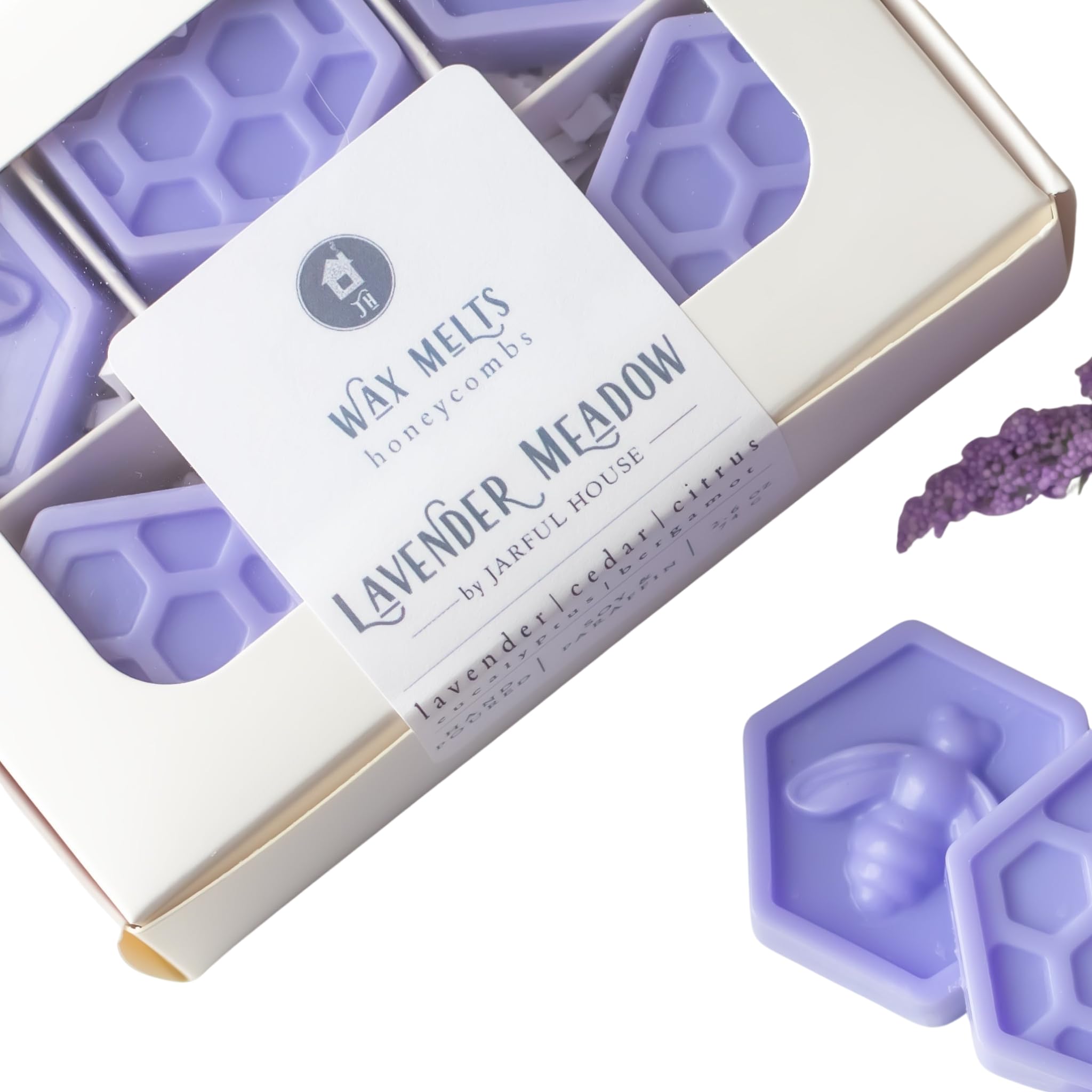 Jarful House Lavender Meadow wax melts pack of 6 with white box