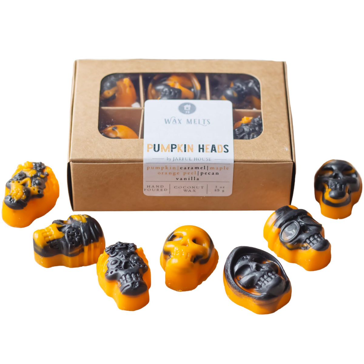 Jarful House Pumpkin Heads wax melts pack of 6 orange and black