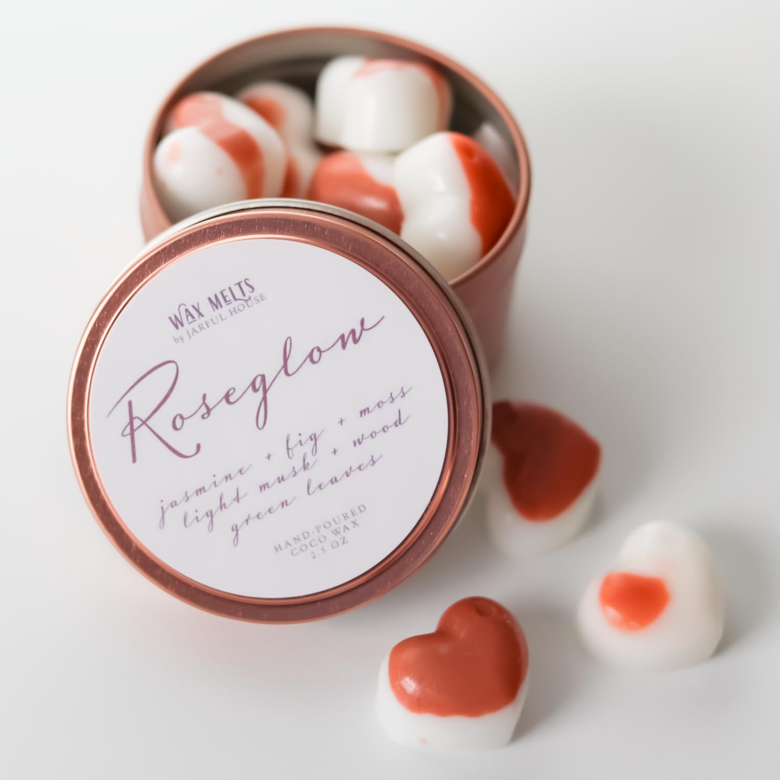 Two-tone heart shaped coconut wax melts 2.5 oz Jarful House