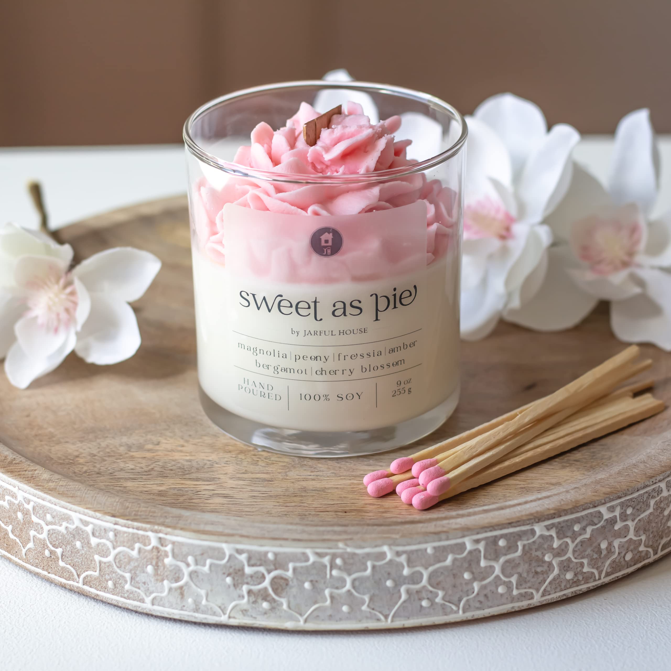 Sweet as Pie Jarful House floral candle notes Cherry Blossom Magnolia Peony