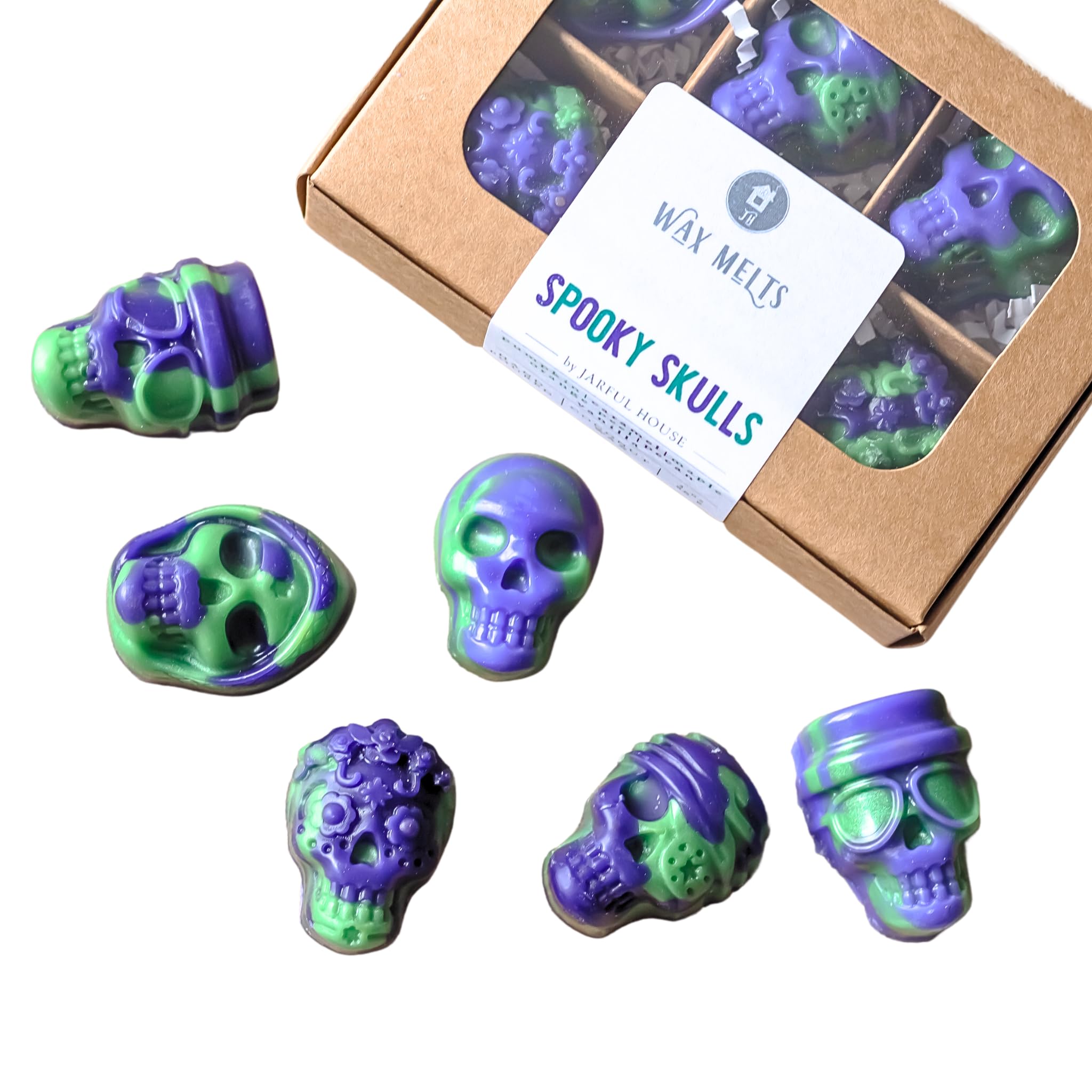 Jarful House Spooky Skulls wax melts 6 count pack Coco Wax 3 oz