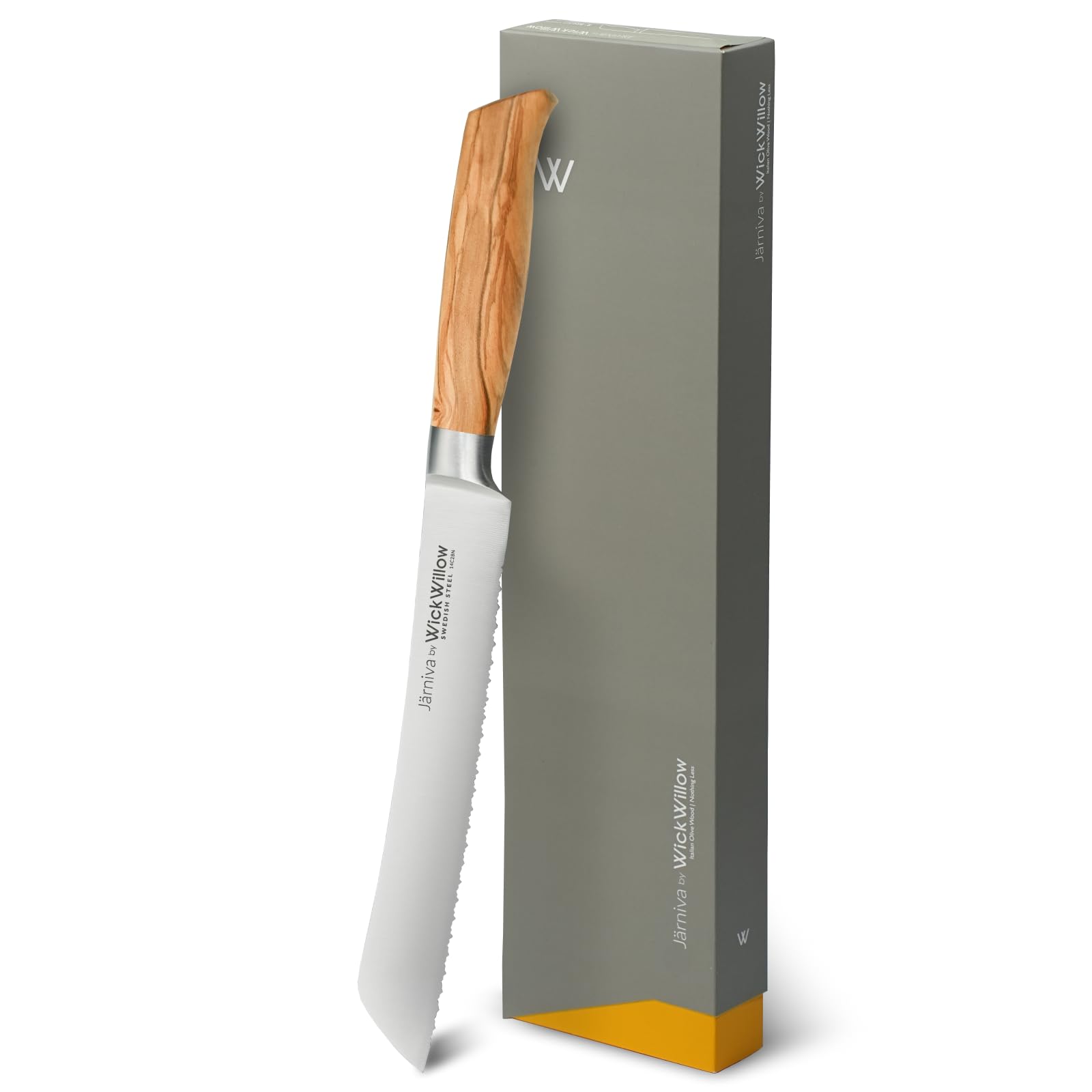 Jarniva 8 Inch Bread Knife with Italian Olive Wood Handle
