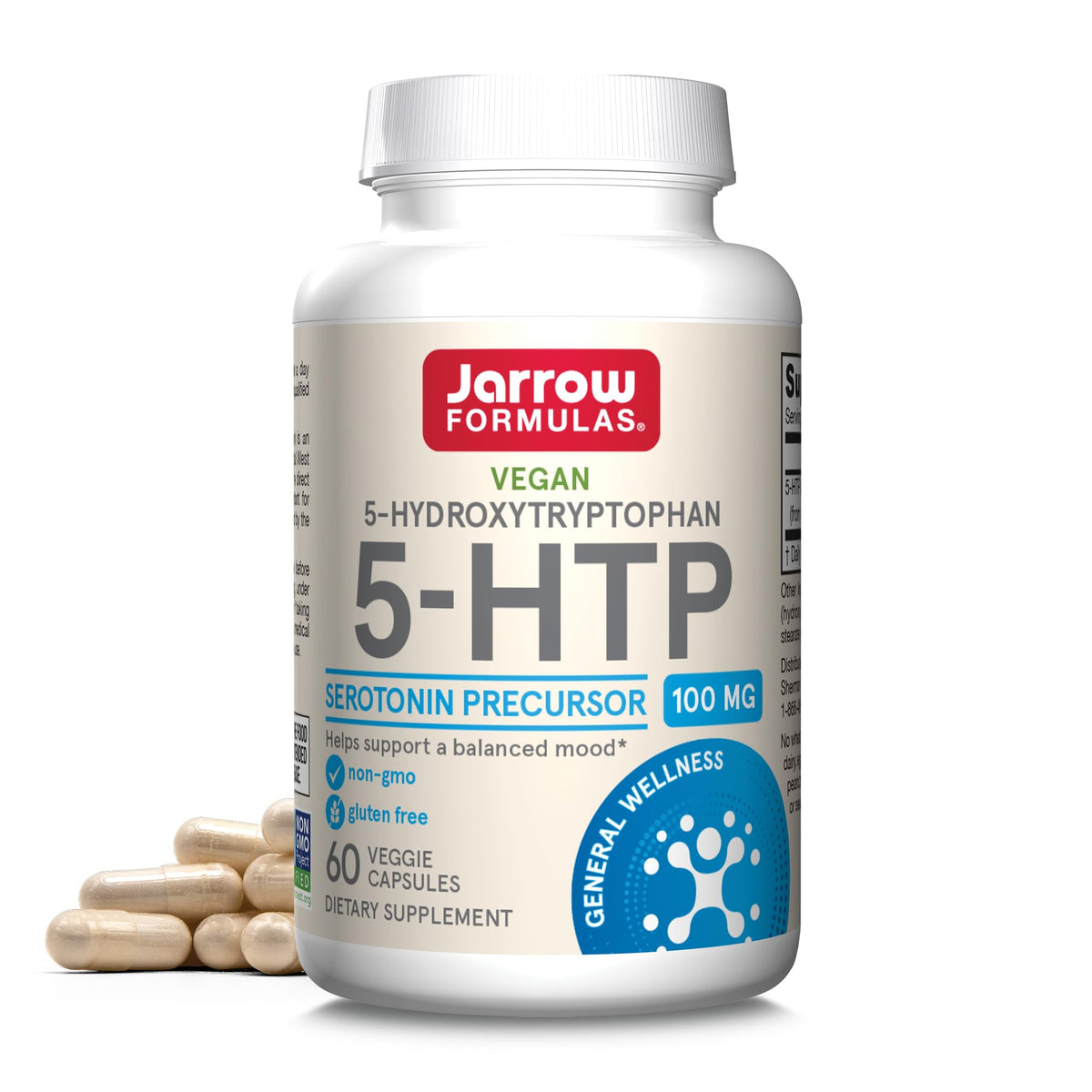Jarrow 5-HTP 100 mg Capsules bottle label