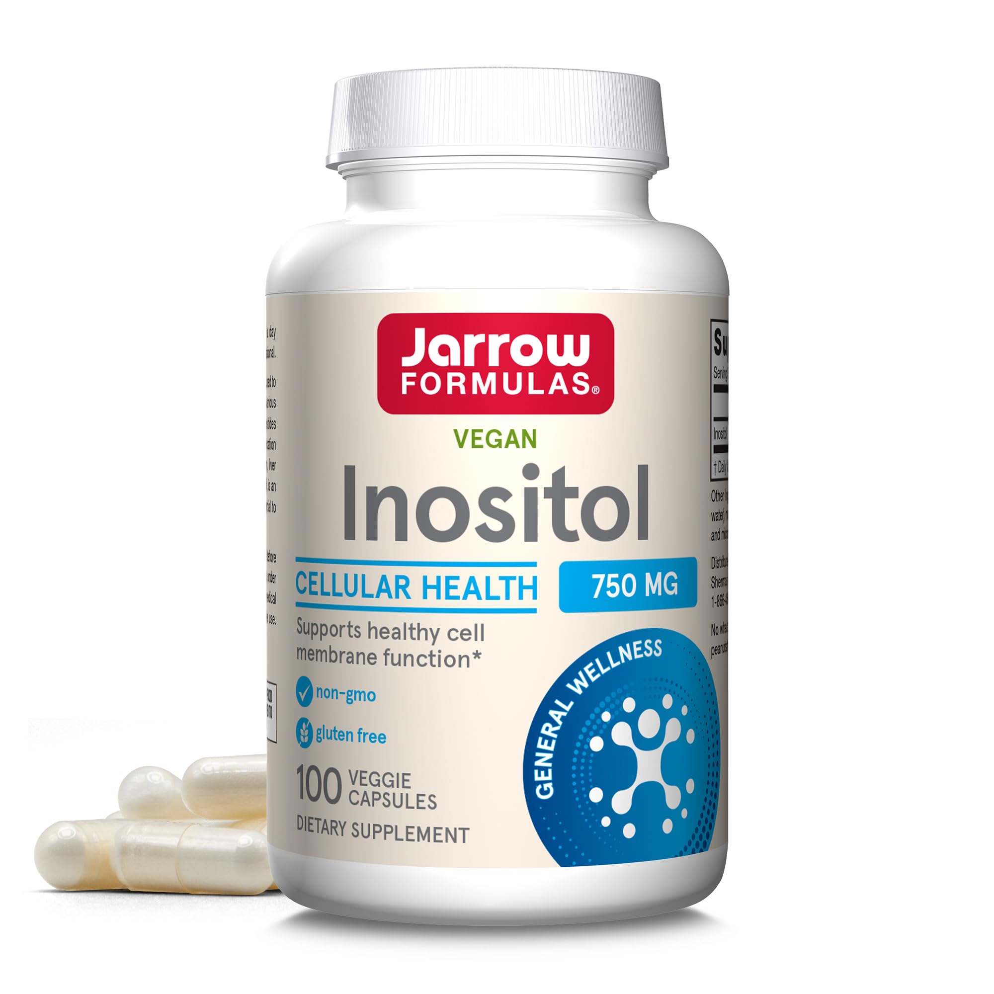 Jarrow Inositol 750 mg dietary supplement bottle front label