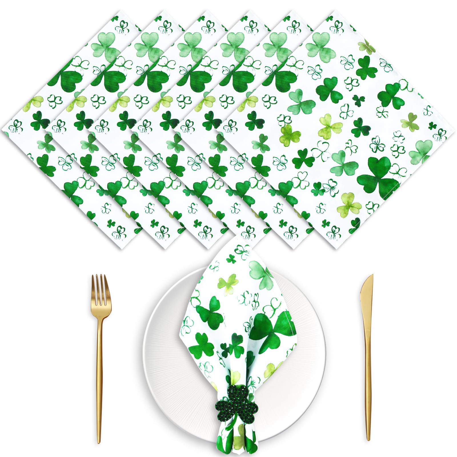 JarThenaAMCS cloth napkins 18x18 inch green shamrock design