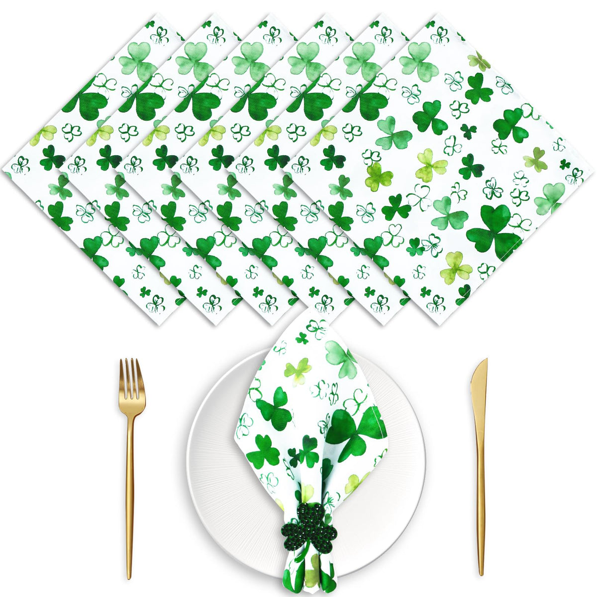 JarThenaAMCS cloth napkins 18x18 inch green shamrock design