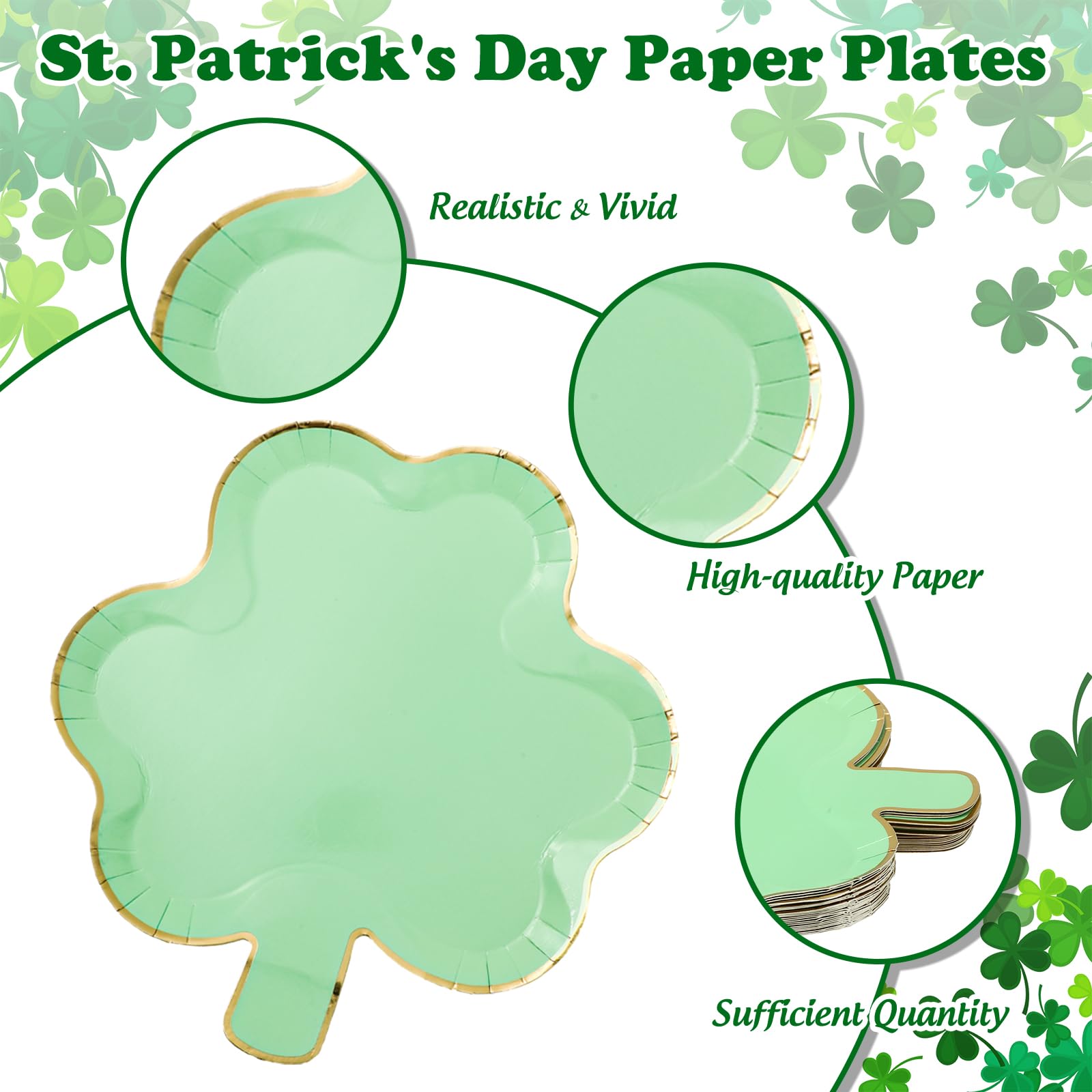 jarthenaamcs shamrock design plate with gold foil edge mint green
