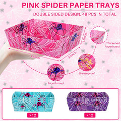 Spider design with spider web on greaseproof paper food boats 4.8x3.4x1.6 inch