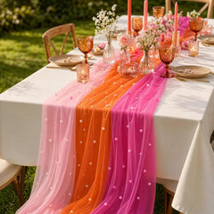 JarThenaAMCS table runner 3 pcs pink pearl orange 28.3 x 118.1 inch