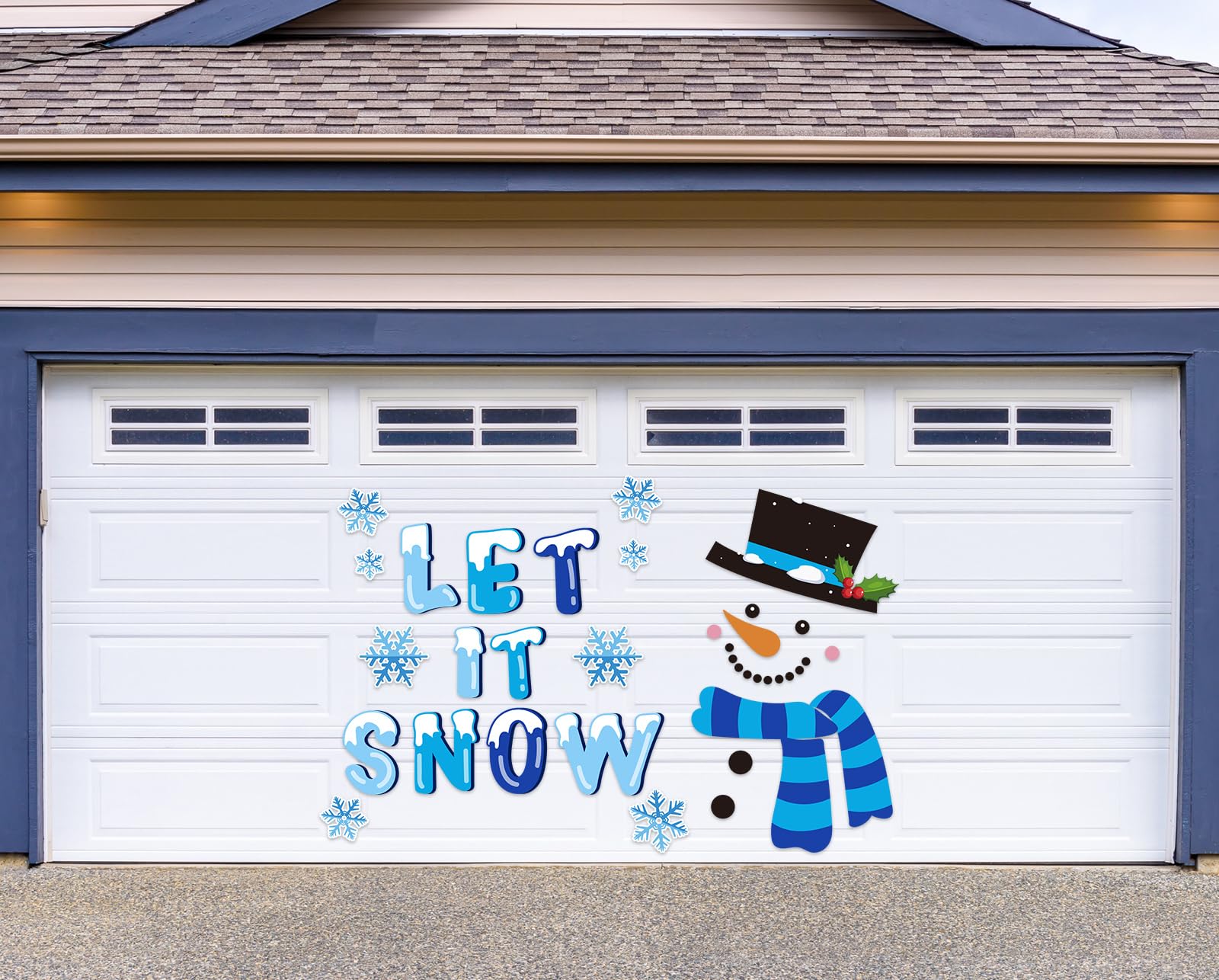 Garage door refrigerator magnets set for Christmas and winter decor