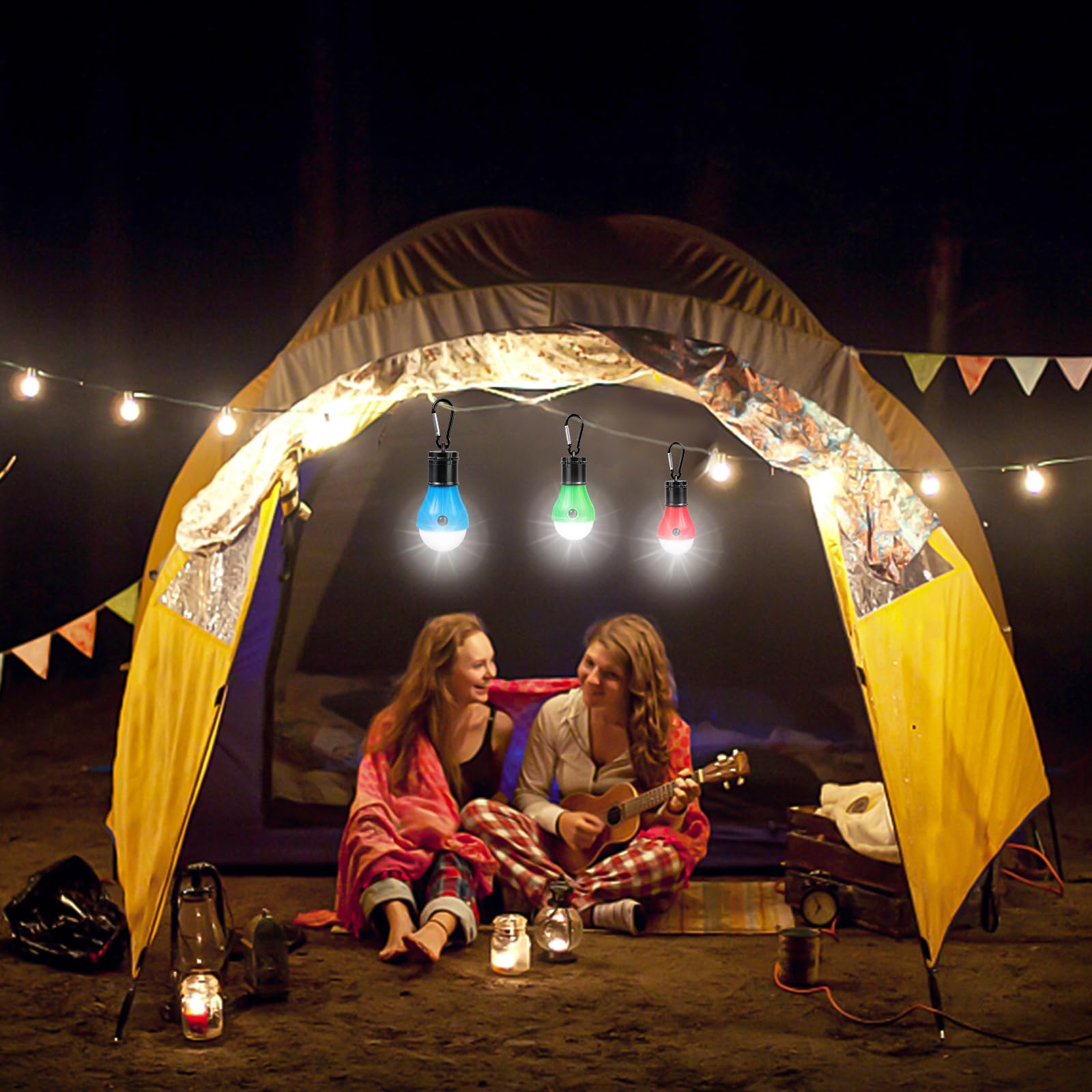 Portable LED tent light measures 4 in high and 2 in wide