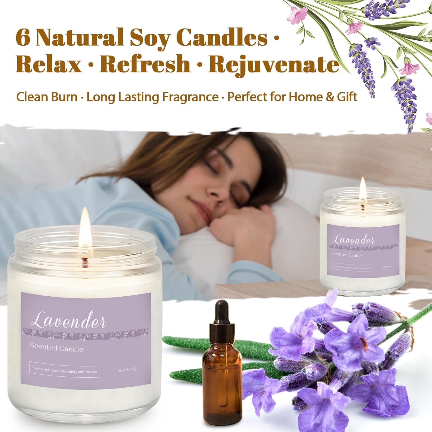 Jasmine candle from Scented Candles Gift Set for Women 6-Pack