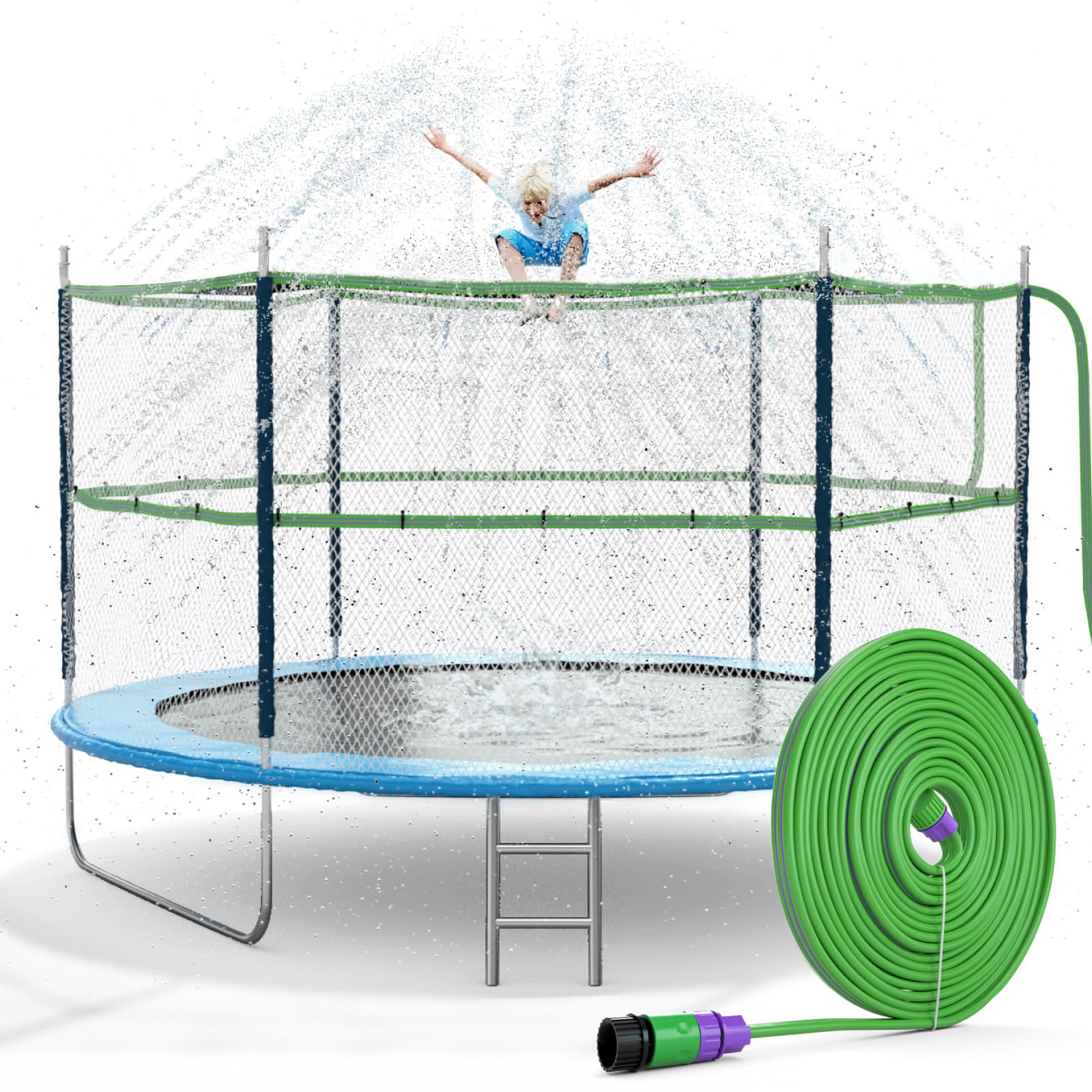 Jasonwell trampoline sprinkler 39ft attached to trampoline net