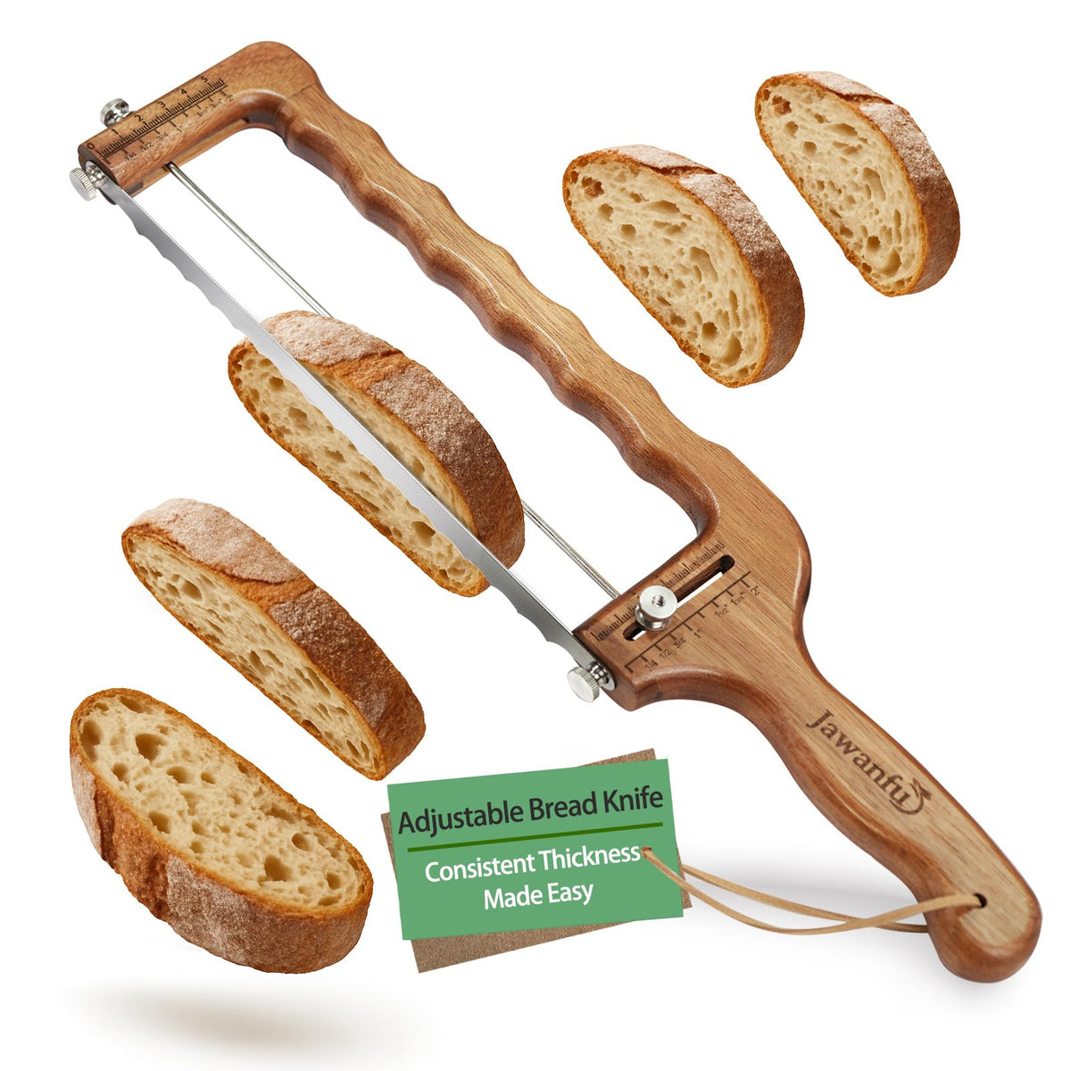 Jawanfu bread slicer sourdough adjustable thickness guide closeup