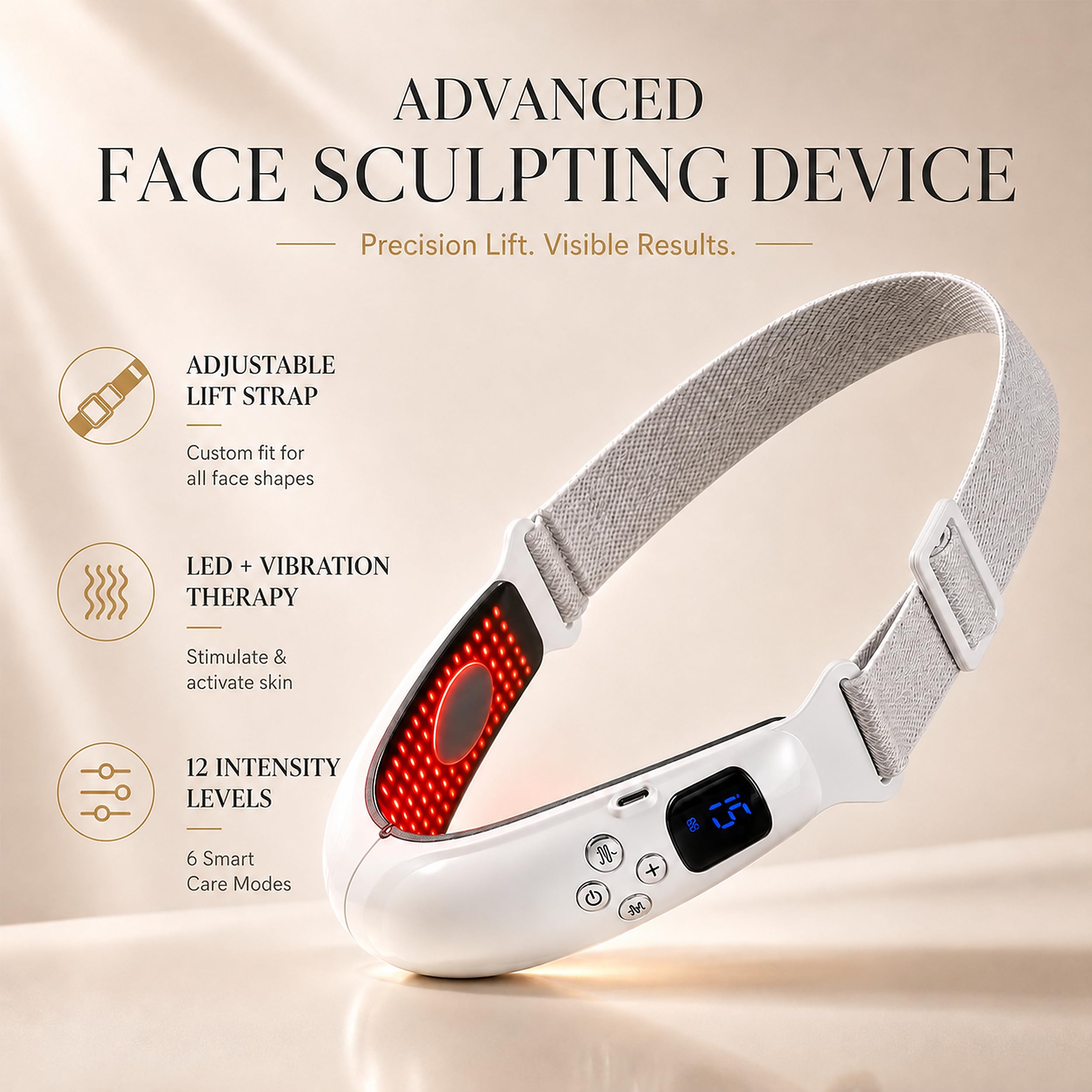 Jawline sculpting device targeting chin and neck area