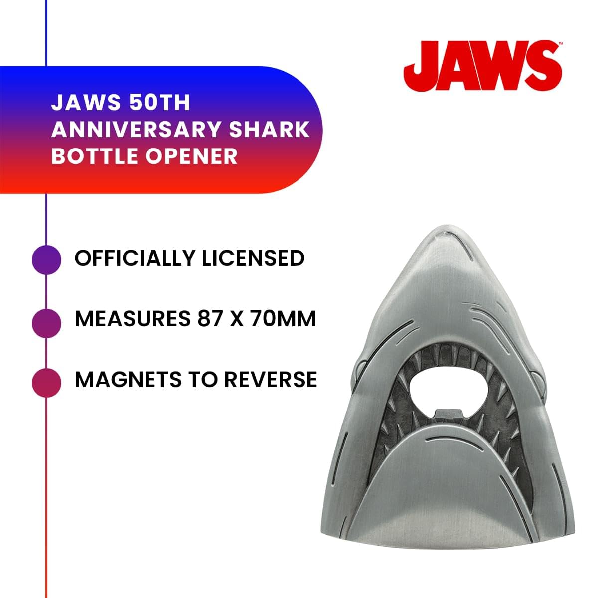 Fanattik Jaws 50th Anniversary Shark Bottle Opener packaging