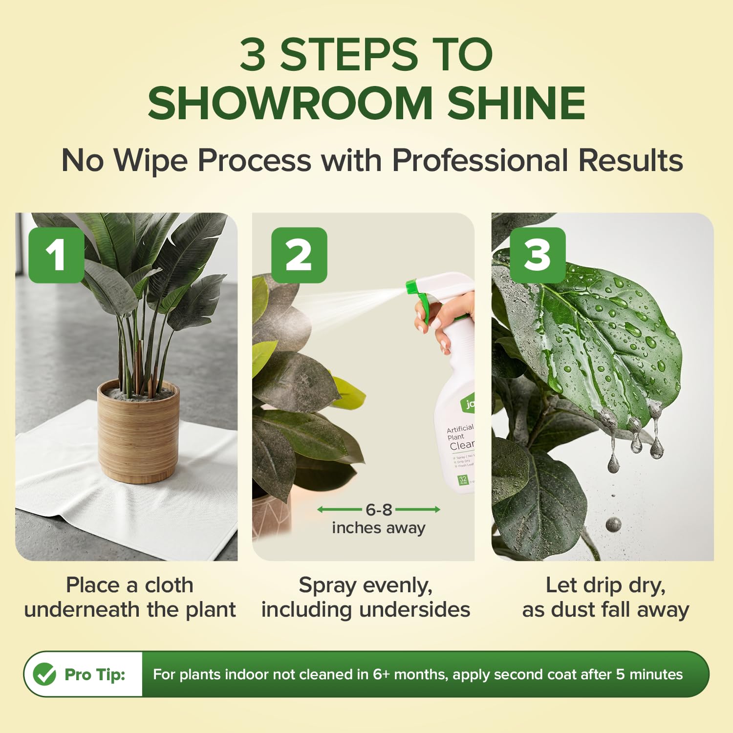 Jaxry cleaner spray used on tall artificial plant arrangements