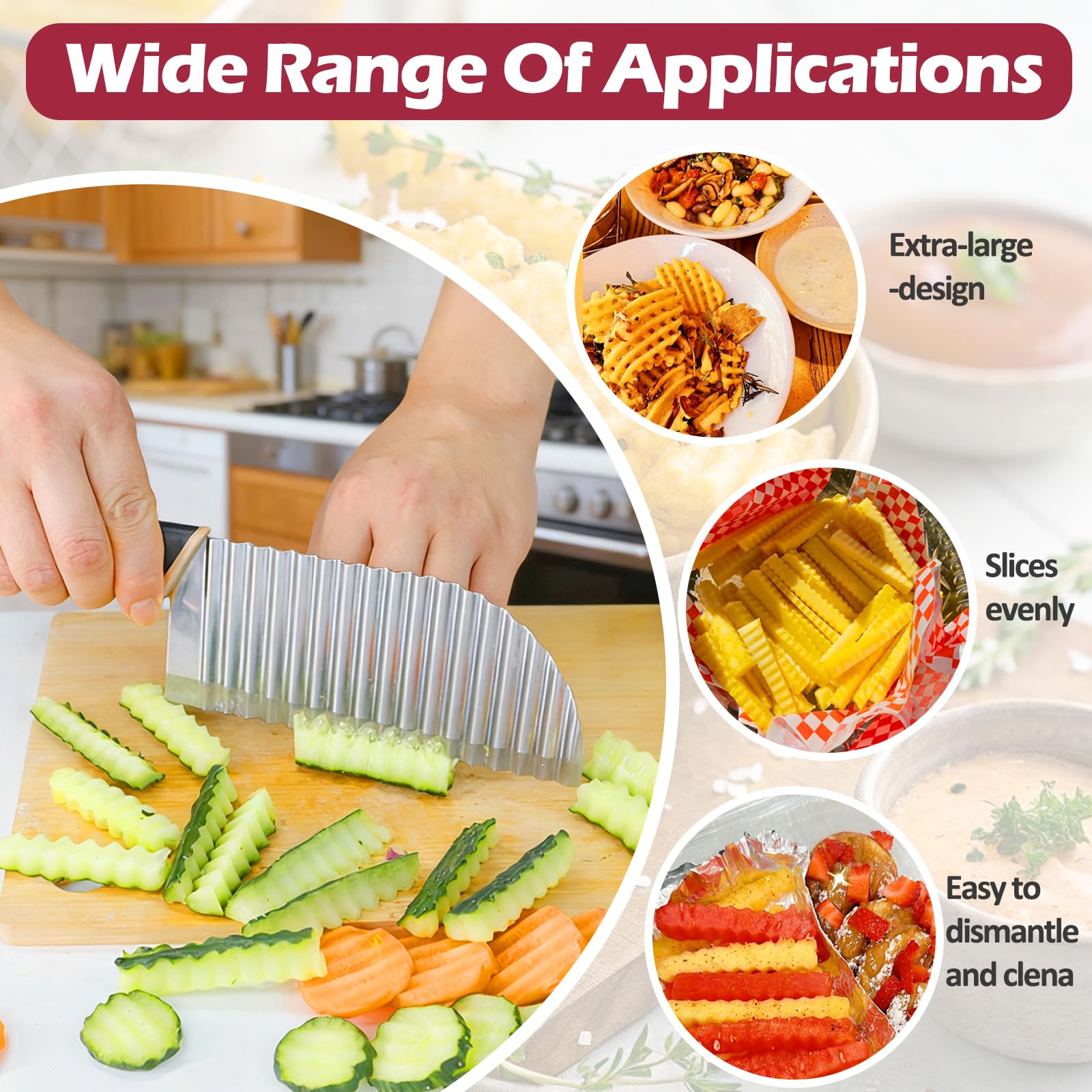 Kitchen gadget JAYVAR crinkle cutter with handle in use
