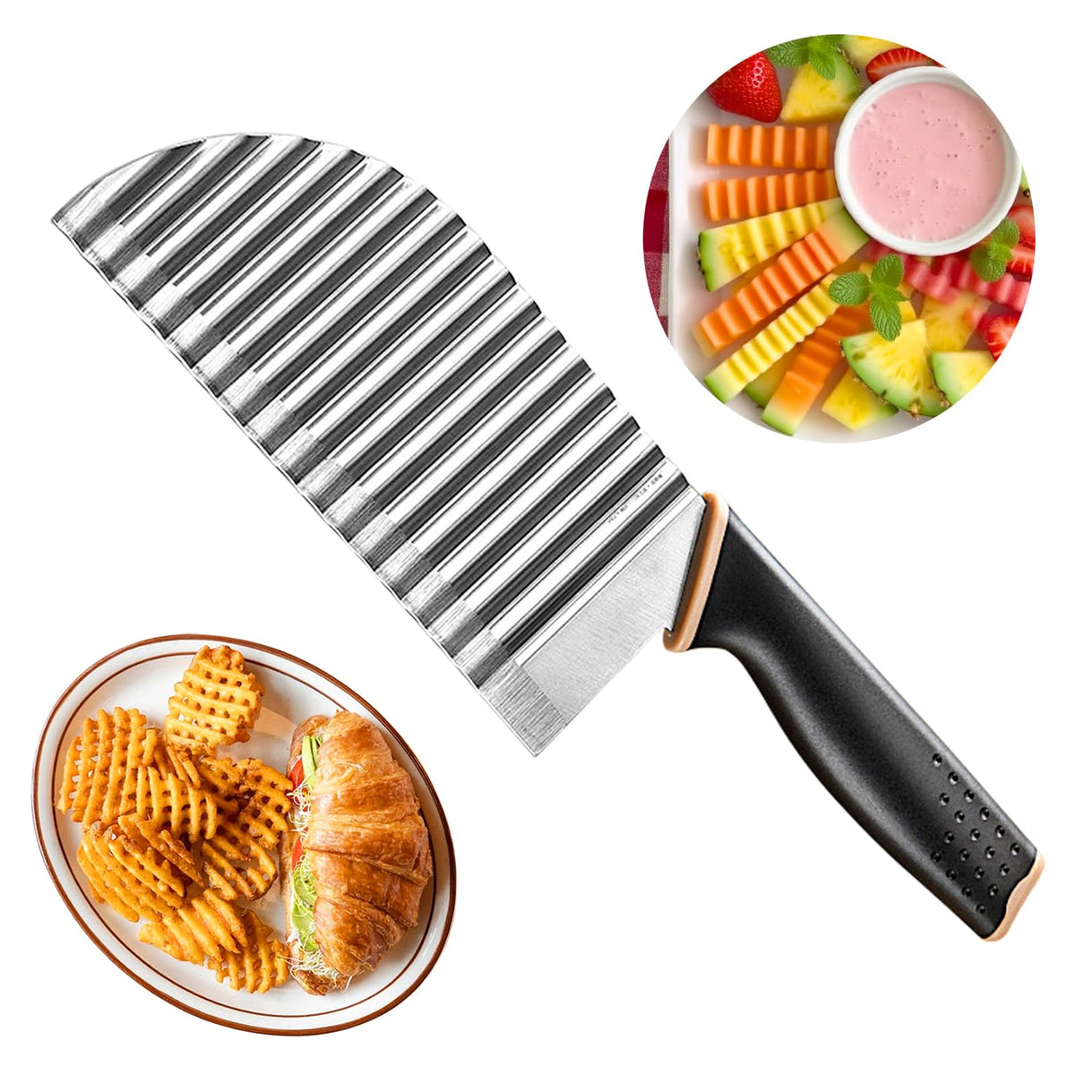 JAYVAR large crinkle cutter wave potato slicer cutting surface closeup