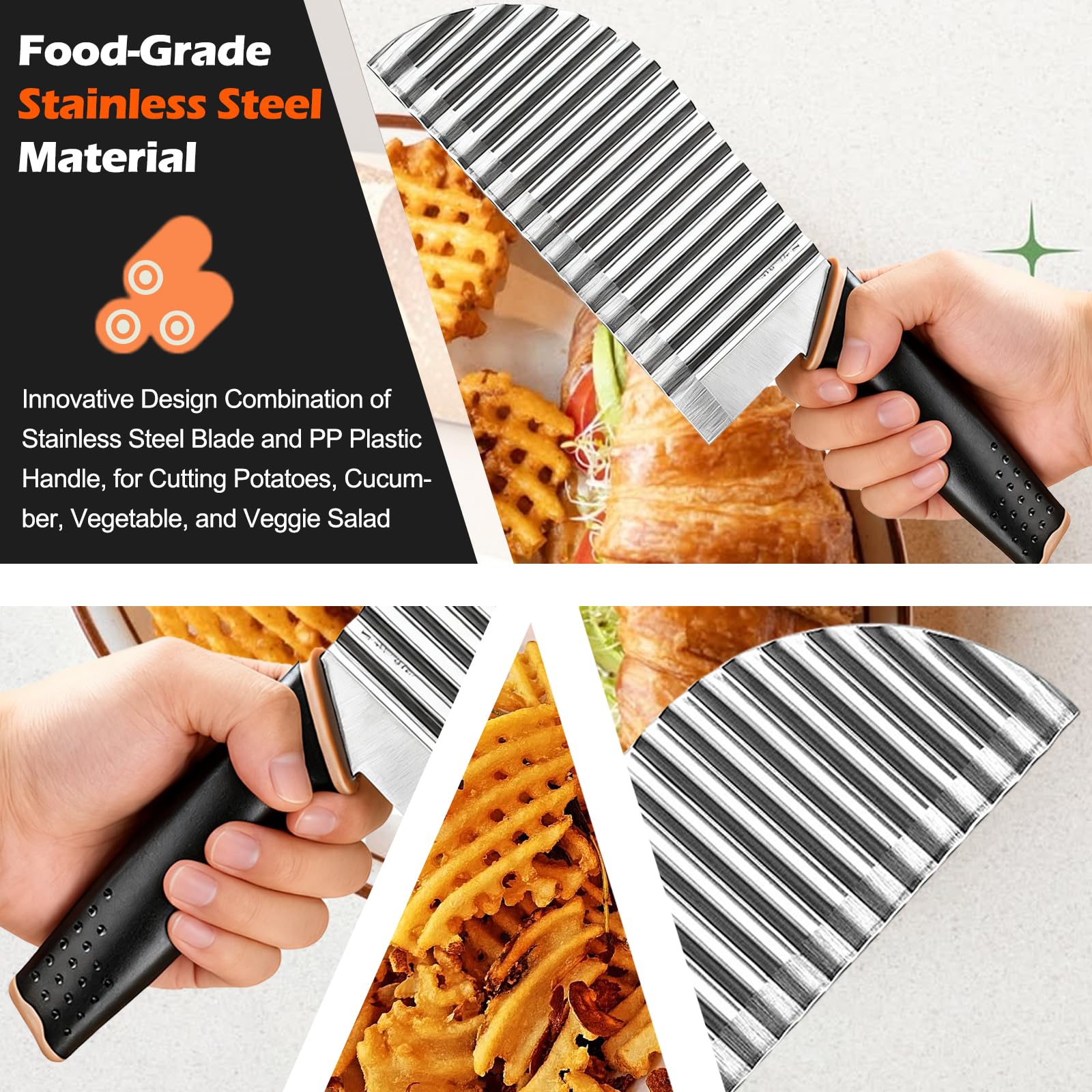 Stainless steel blade on JAYVAR wave potato slicer for crinkle cuts
