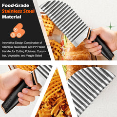 Stainless steel blade on JAYVAR wave potato slicer for crinkle cuts
