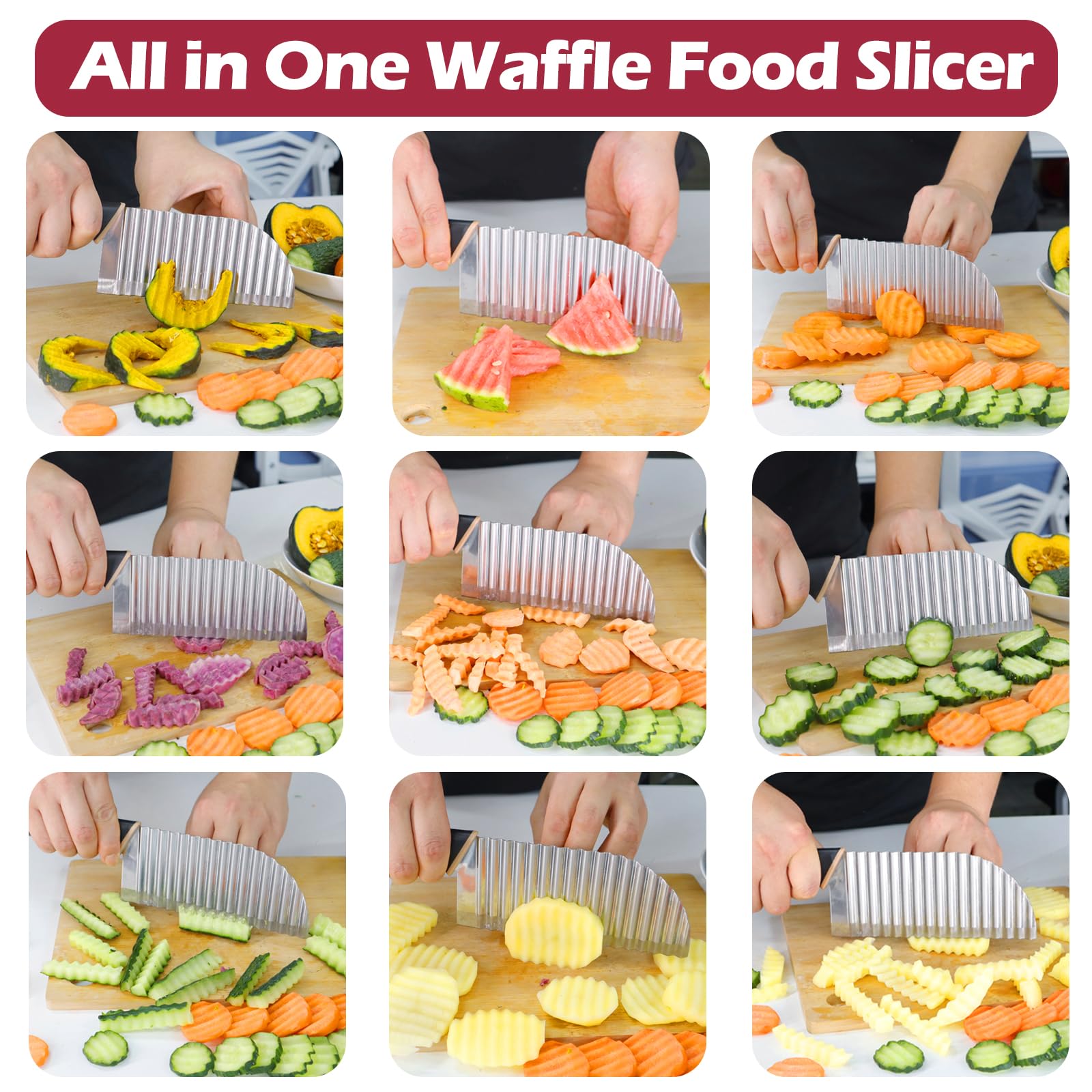 Cucumber sliced with JAYVAR wave cutter