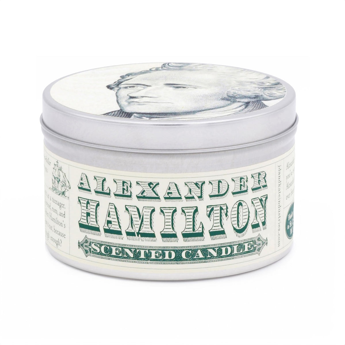 JD and Kate Industries Alexander Hamilton Scented Candle 16 oz tin