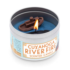 JD and Kate Industries Cuyahoga River Fire Scented Candle 2.5 tall 3.75 diameter