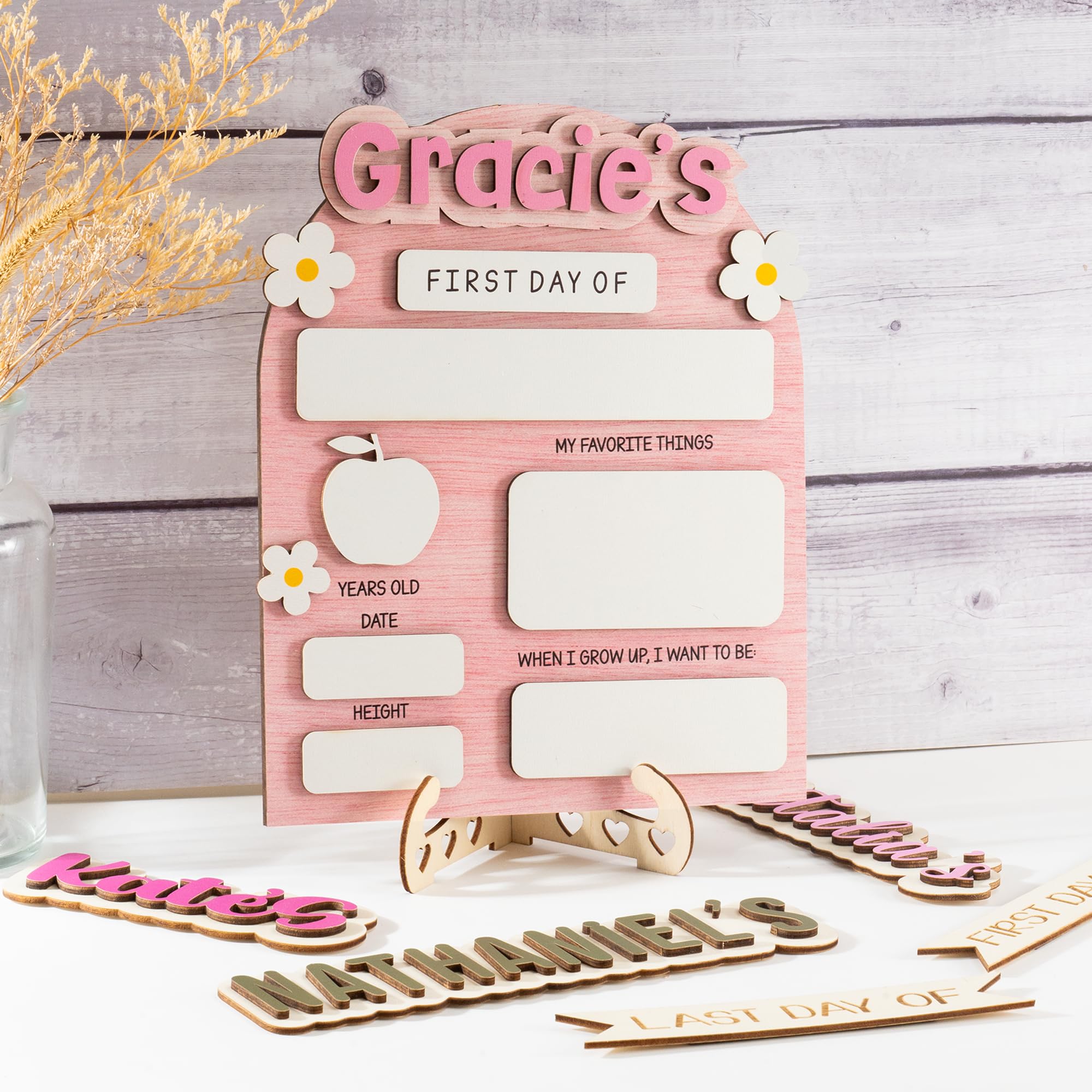 Jeclist back to school sign for kids wooden frame with magnetic switch