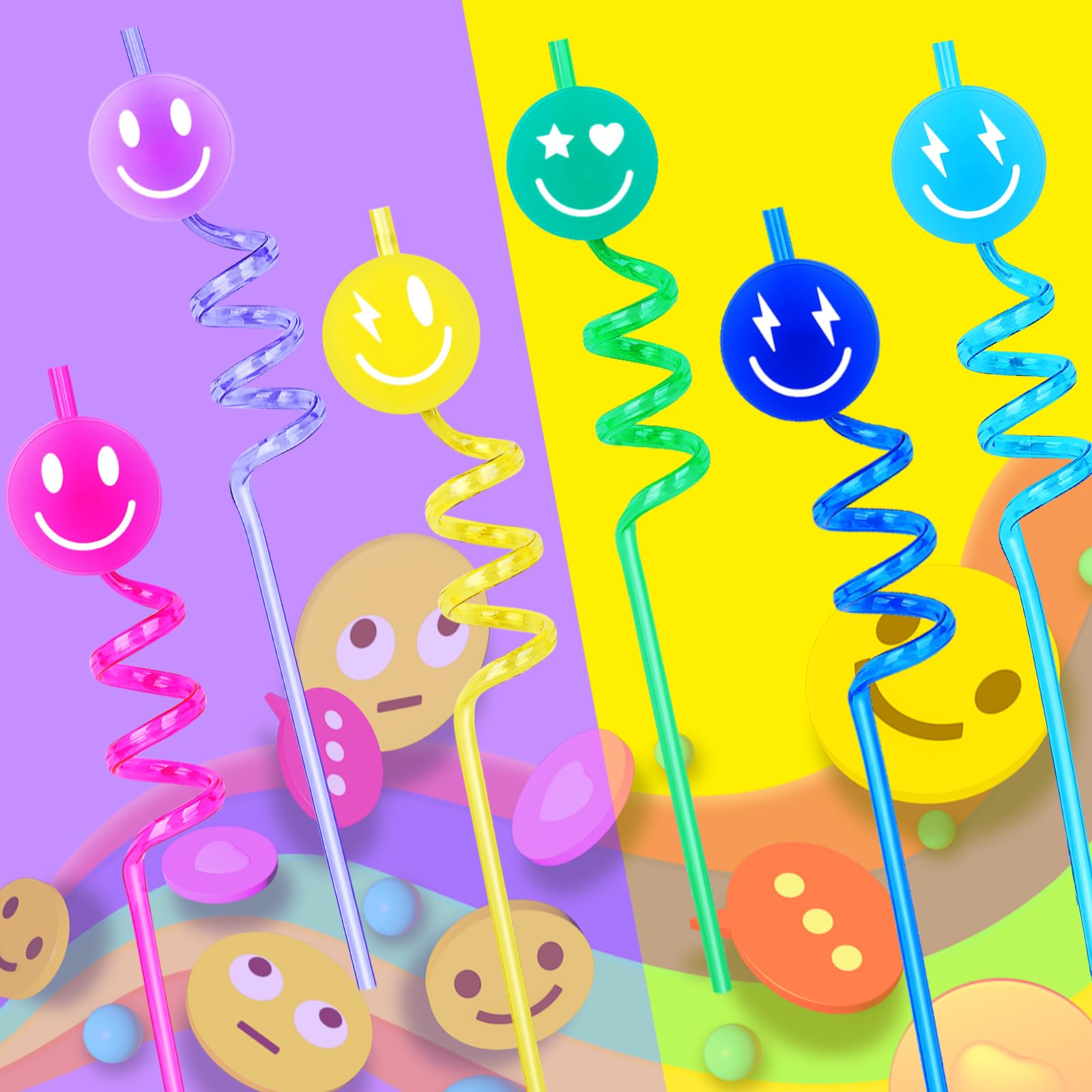 JUNUO jelly smile straws eight color styles