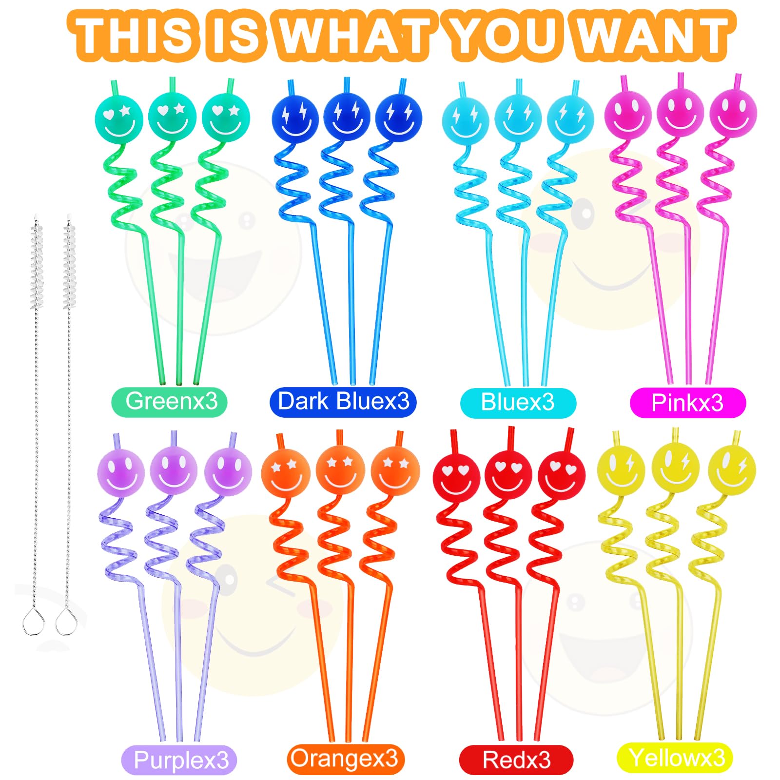 Smiley jelly straw decorations for parties