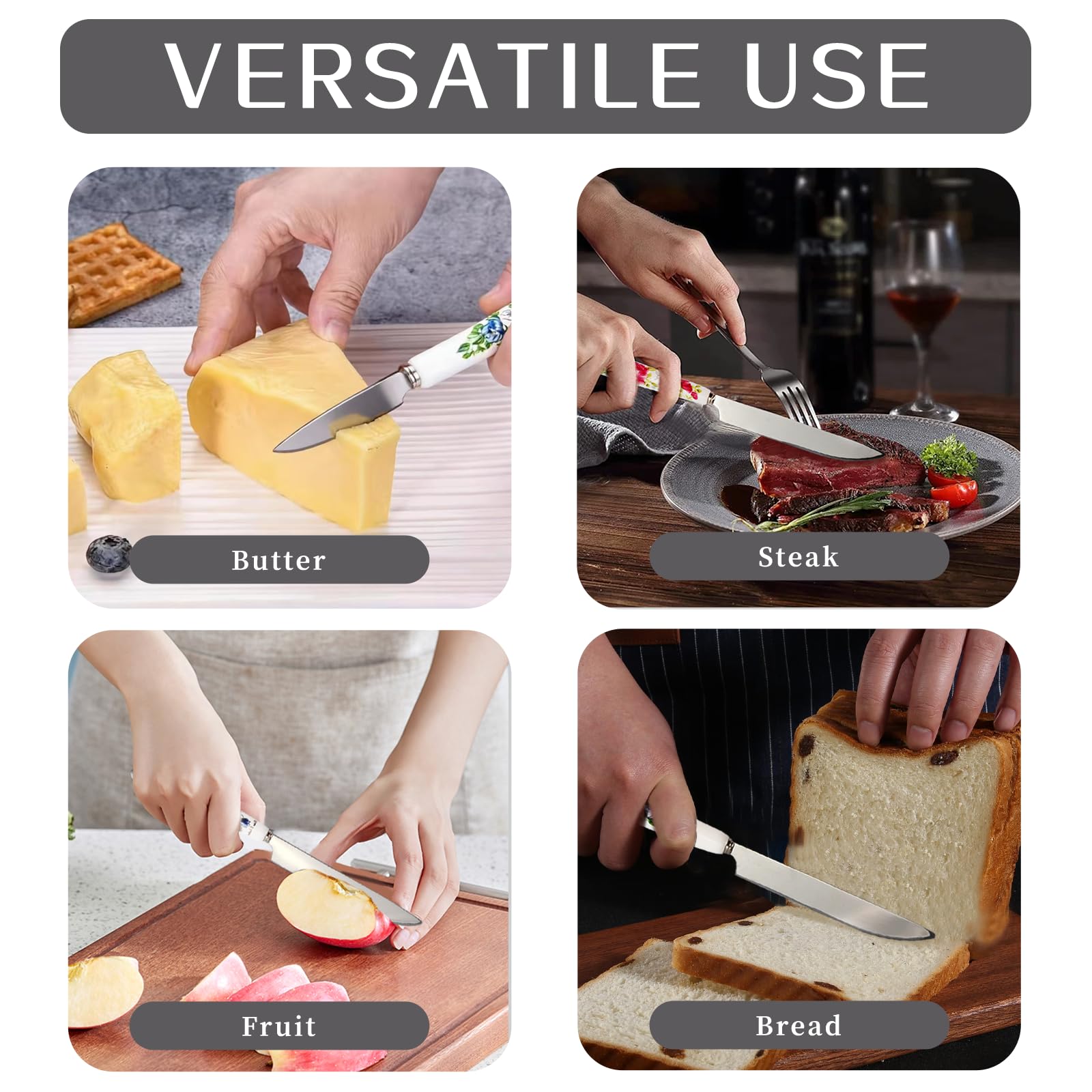 6-piece butter knife set designed for spreading butter jam and cream
