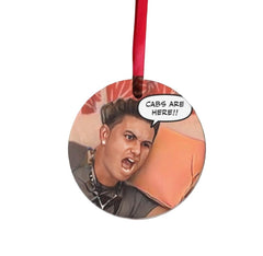 Jersey Shore Christmas Ornament with Cabs are Here design on one side