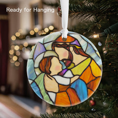Jesus Holding Angel Baby ornament stained glass inspired design