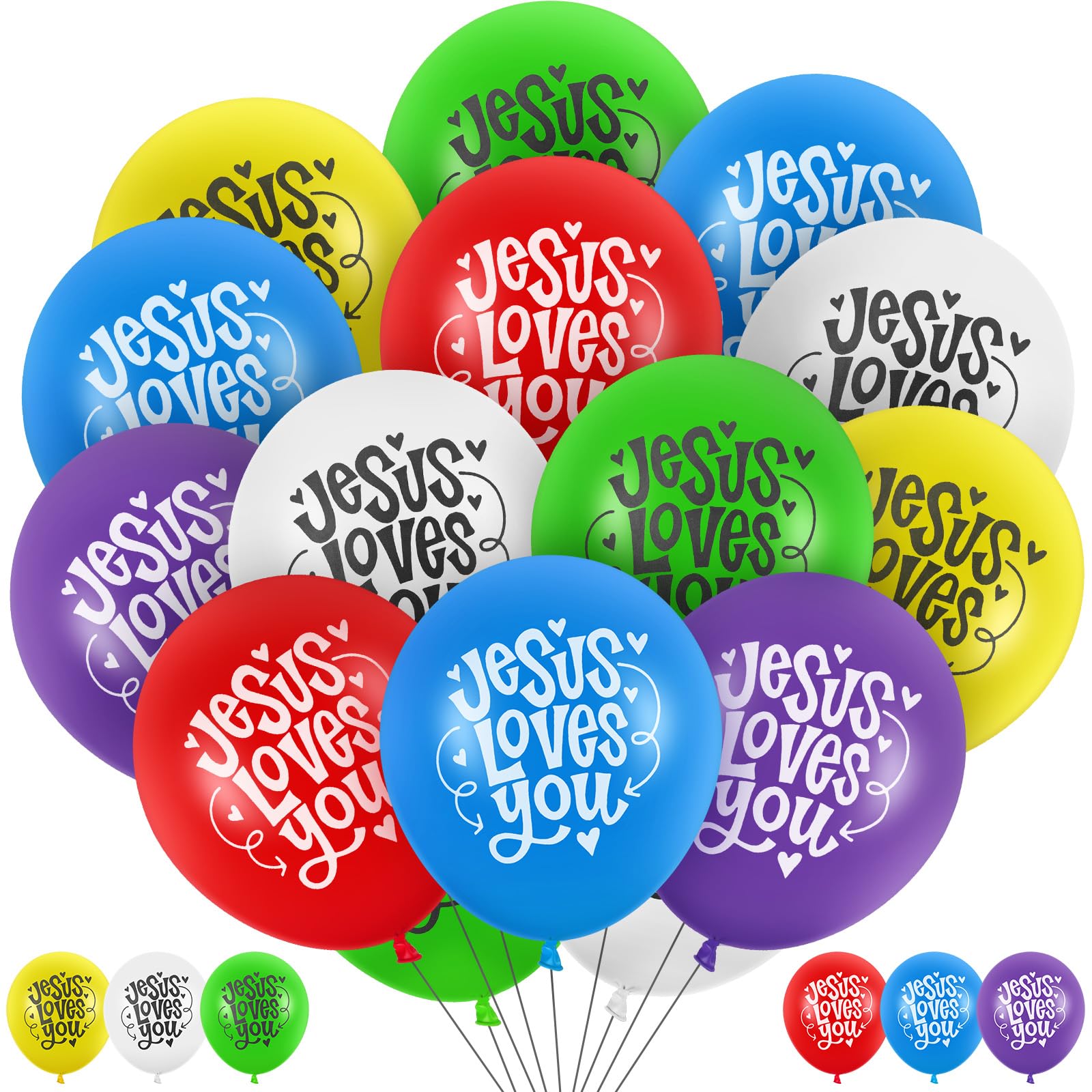 72 Pcs Jesus Loves You Balloons assorted colors for religious events
