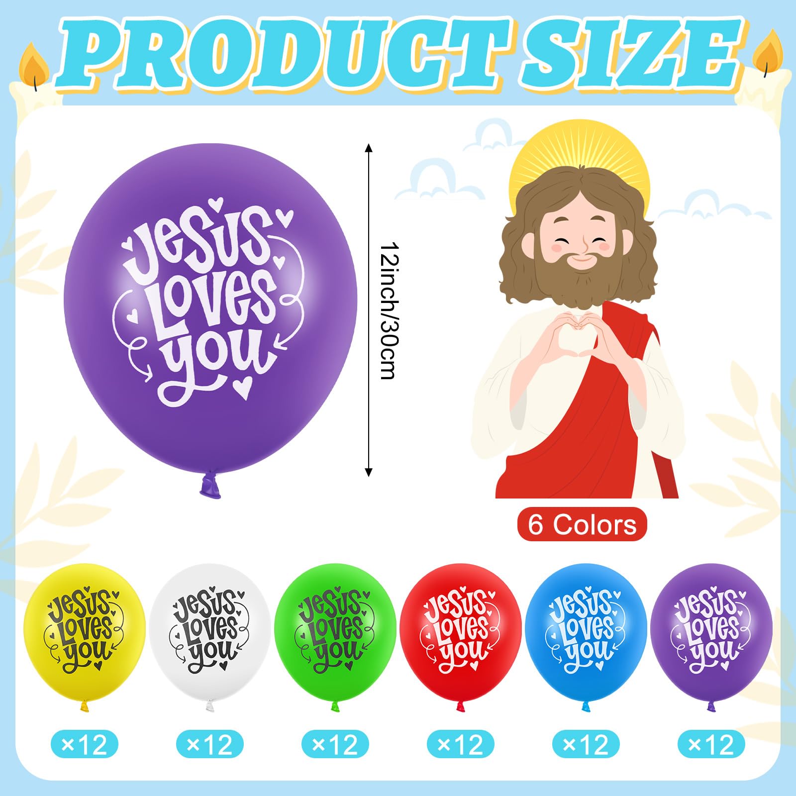 Red Jesus Loves You Balloons for baptism or church events