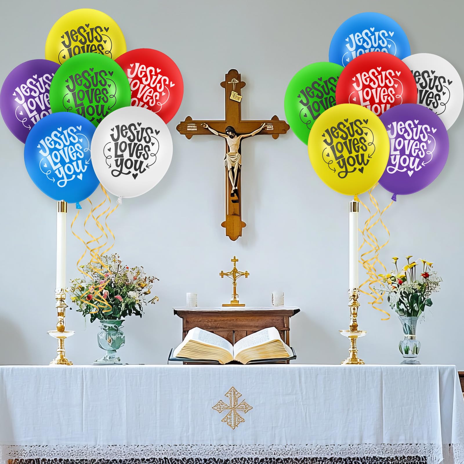 White Jesus Loves You Balloons for Christmas religious party