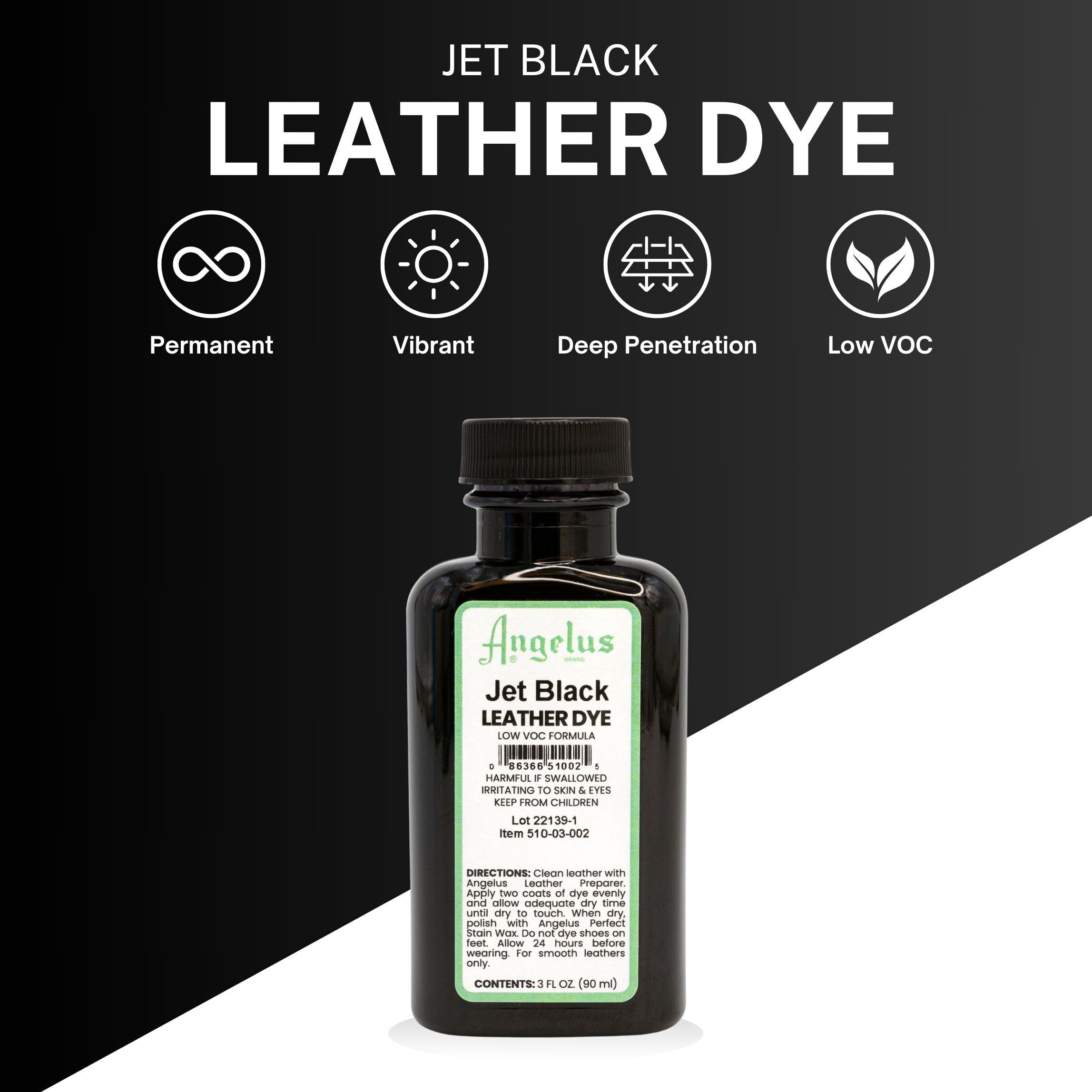 Jet Black Angelus Leather Dye 3oz packaging