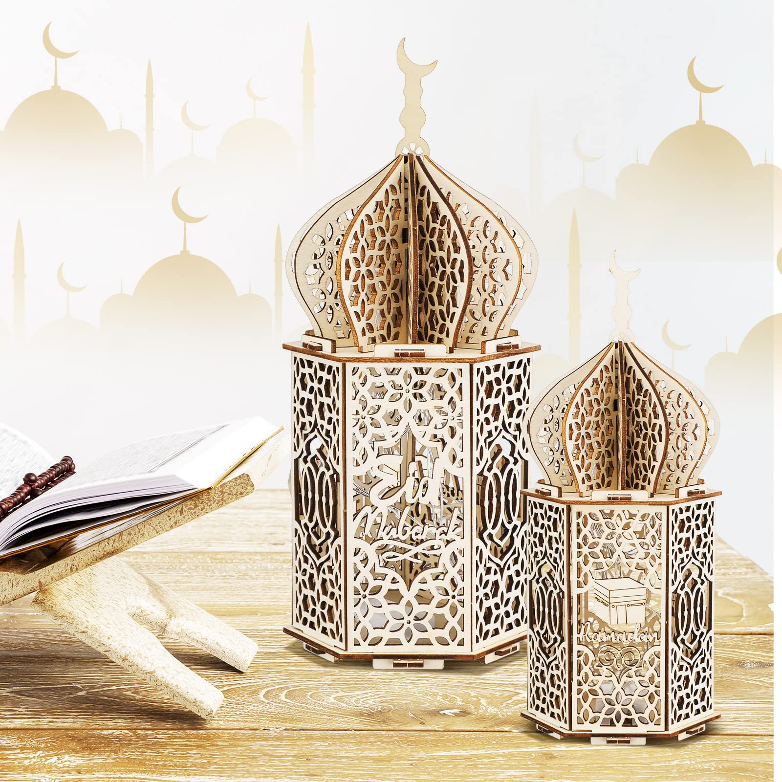 Eid Mubarak Ramadan home decor lanterns and moon accents