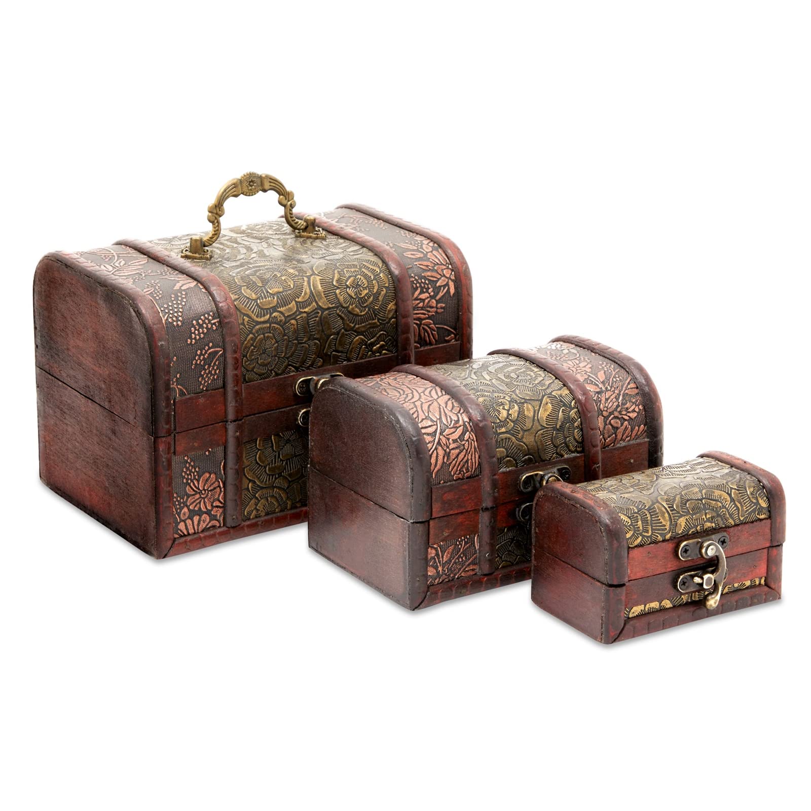 Jewelry box with hinged lid wooden construction
